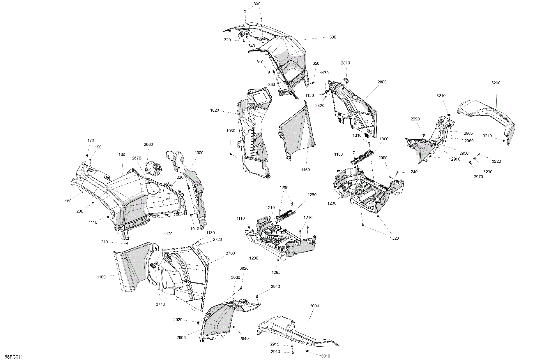 An Image of a Genuine Can-Am Parts Schematic Diagram showing the schematic - BODY - FENDER KIT