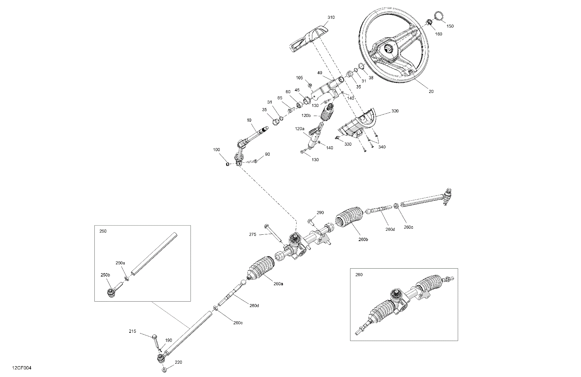 An Image of a Genuine Can-Am Parts Schematic Diagram showing the schematic - MECHANIC - STEERING