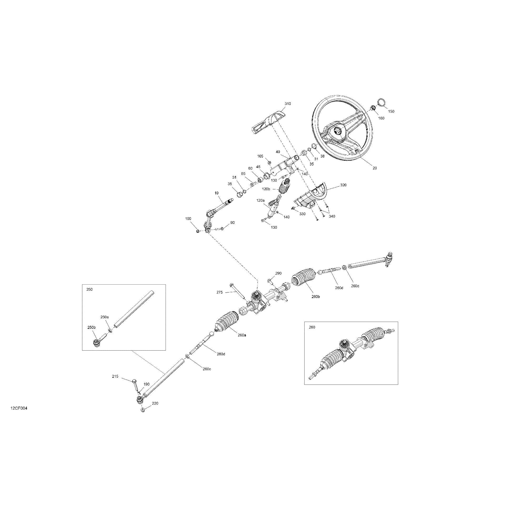 An Image of a Genuine Can-Am Parts Schematic Diagram showing the schematic - MECHANIC - STEERING