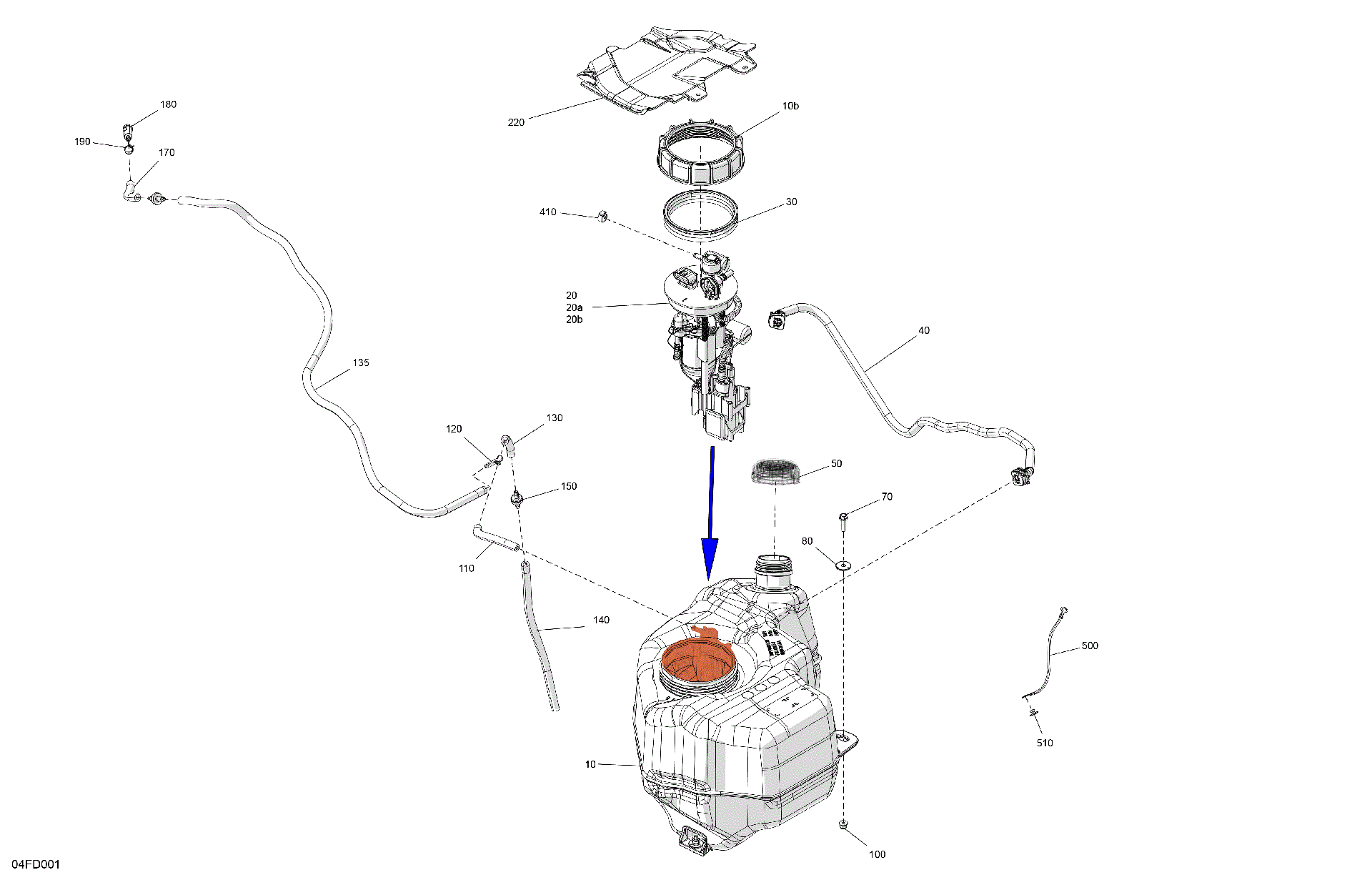 An Image of a Genuine Can-Am Parts Schematic Diagram showing the schematic - ENGINE - FUEL