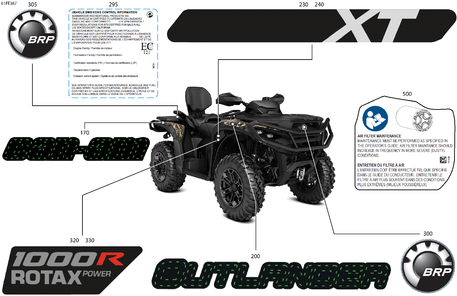 An Image of a Genuine Can-Am Parts Schematic Diagram showing the schematic - BODY - FEATURE DECALS