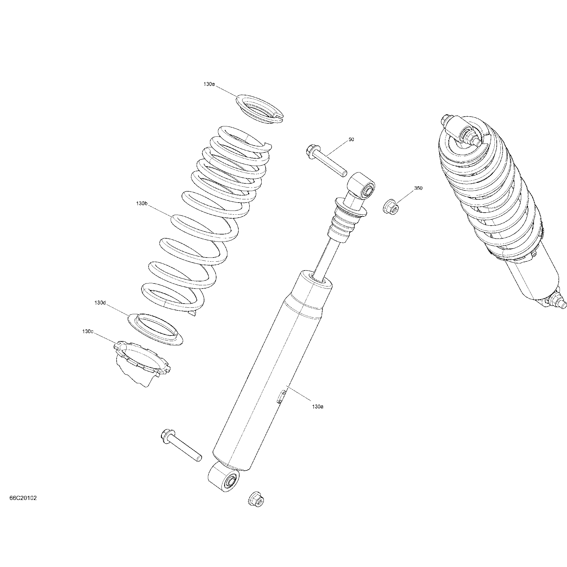 An Image of a Genuine Can-Am Parts Schematic Diagram showing the schematic - FRONT SHOCKS - XT - CAMO
