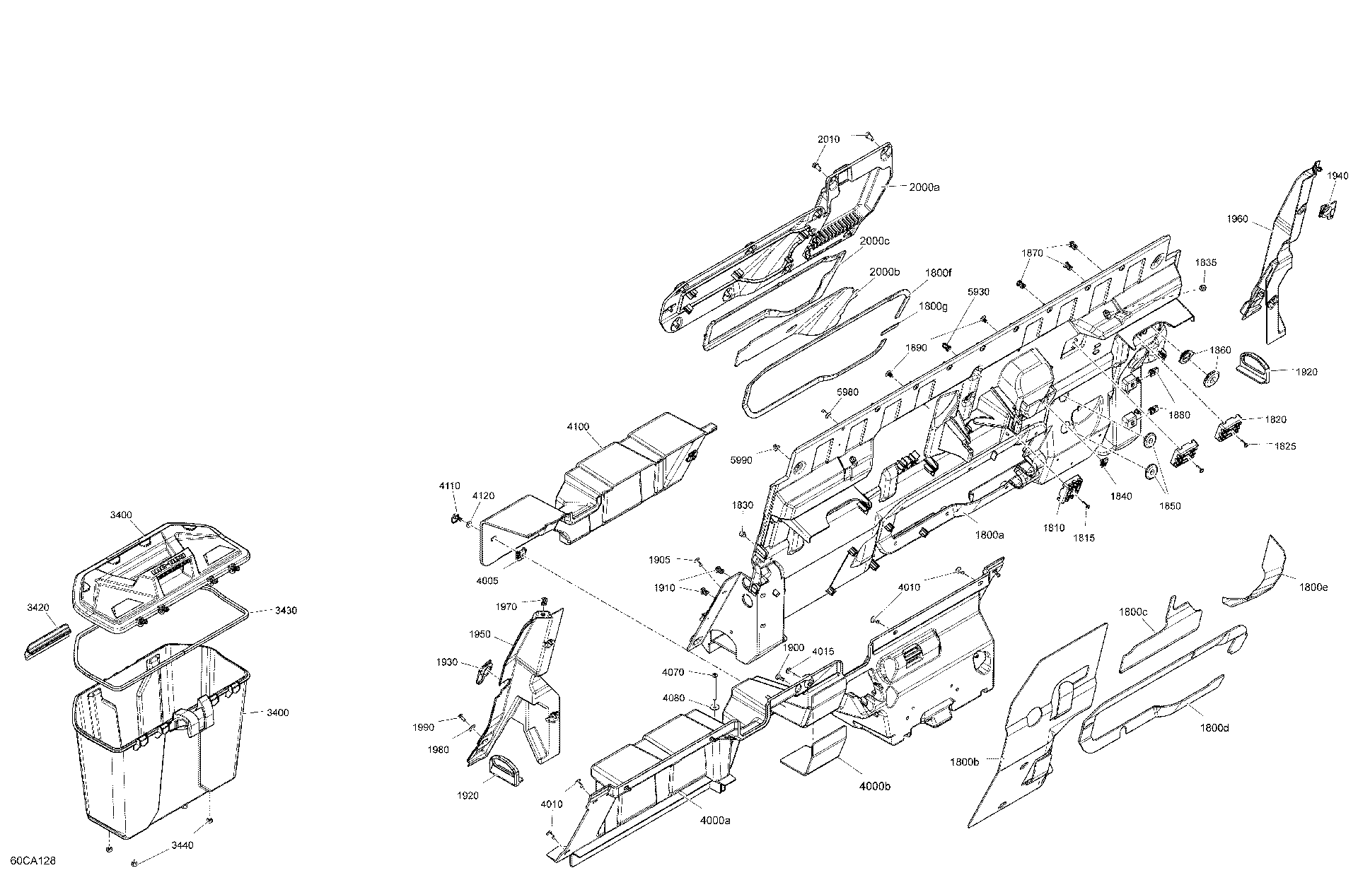 An Image of a Genuine Can-Am Parts Schematic Diagram showing the schematic - CAB INTERIOR - BACK WALL - LIMITED