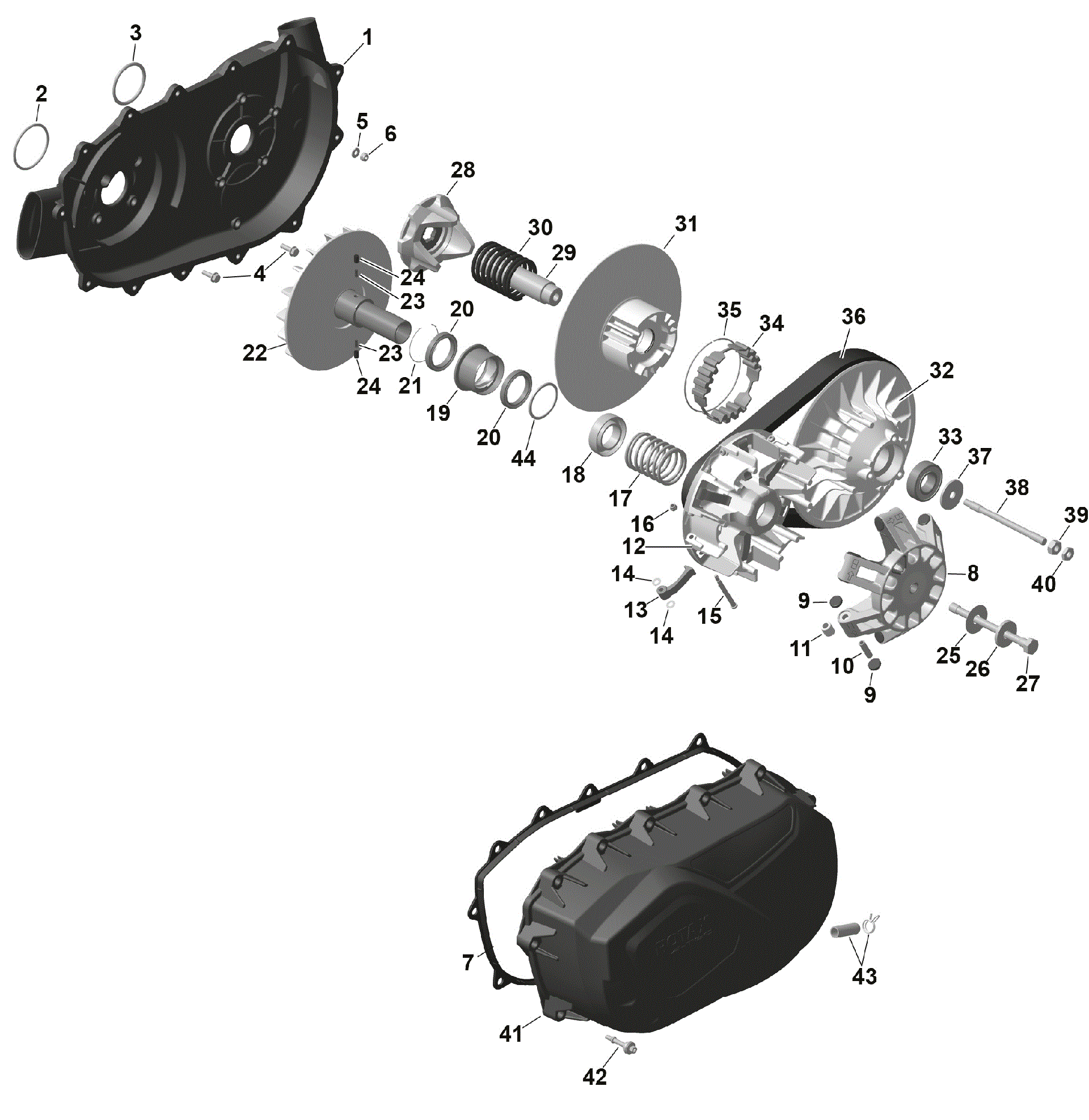 An Image of a Genuine Can-Am Parts Schematic Diagram showing the schematic - ROTAX - CVT