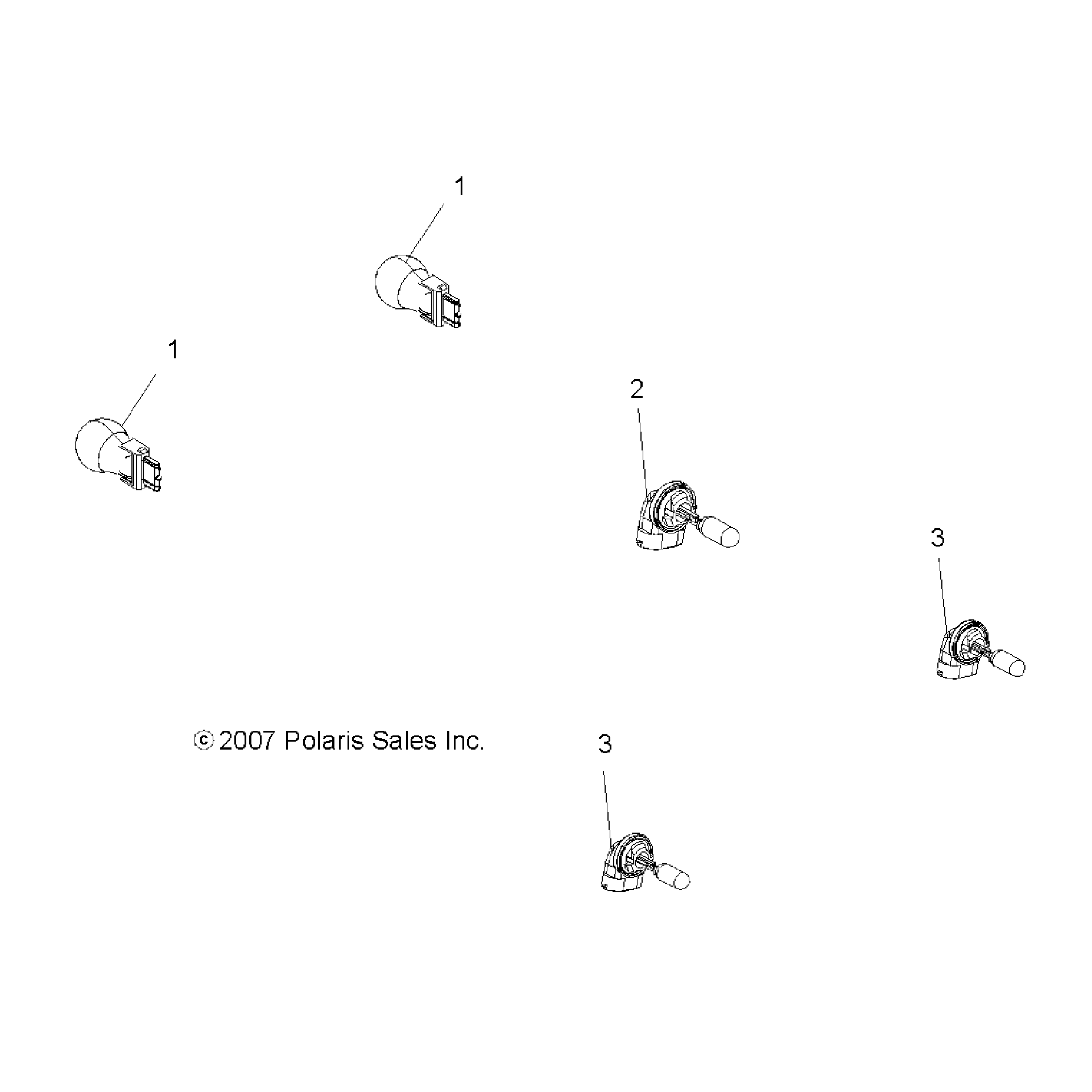 An Image of a Genuine Polaris Parts Schematic Diagram showing the schematic - ELECTRICAL: BULBS - 2017 POLARIS SPORTSMAN 570 EFI HD