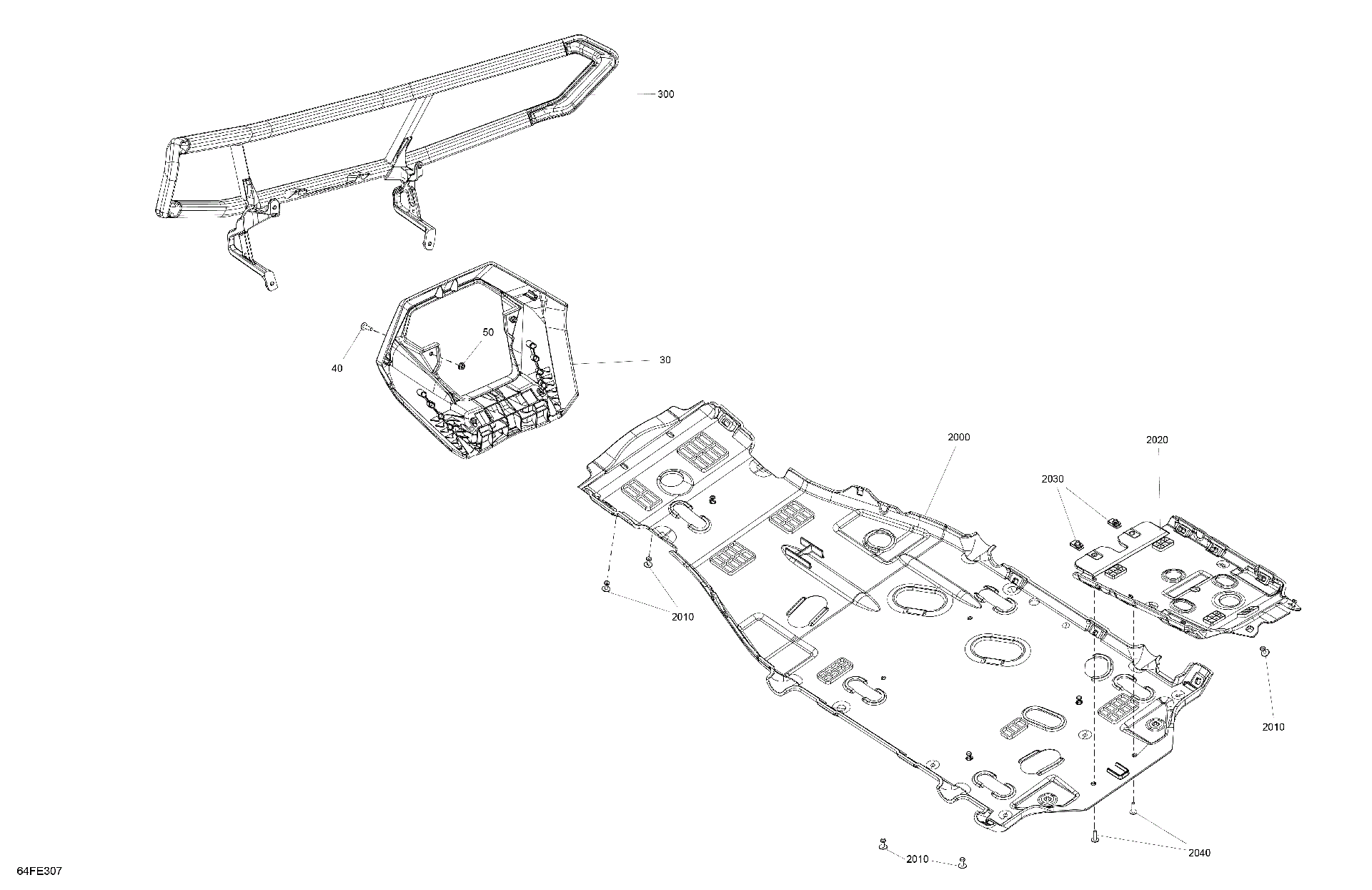 An Image of a Genuine Can-Am Parts Schematic Diagram showing the schematic - BODY - SKID PLATE AND BUMPER