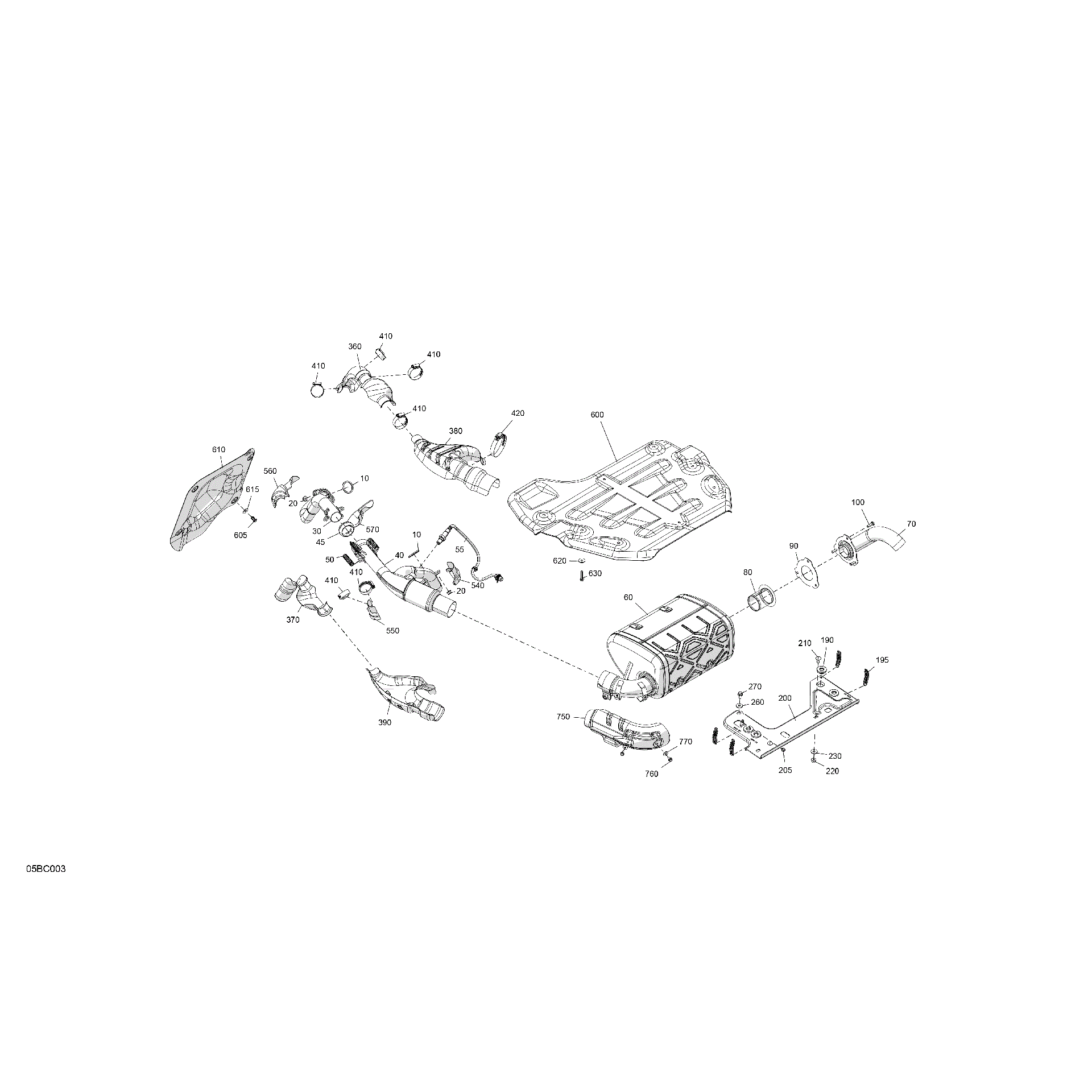 An Image of a Genuine Can-Am Parts Schematic Diagram showing the schematic - ENGINE - EXHAUST