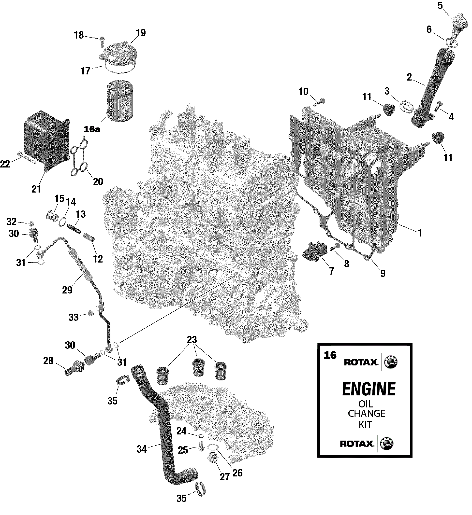 An Image of a Genuine Can-Am Parts Schematic Diagram showing the schematic - ROTAX - ENGINE LUBRICATION