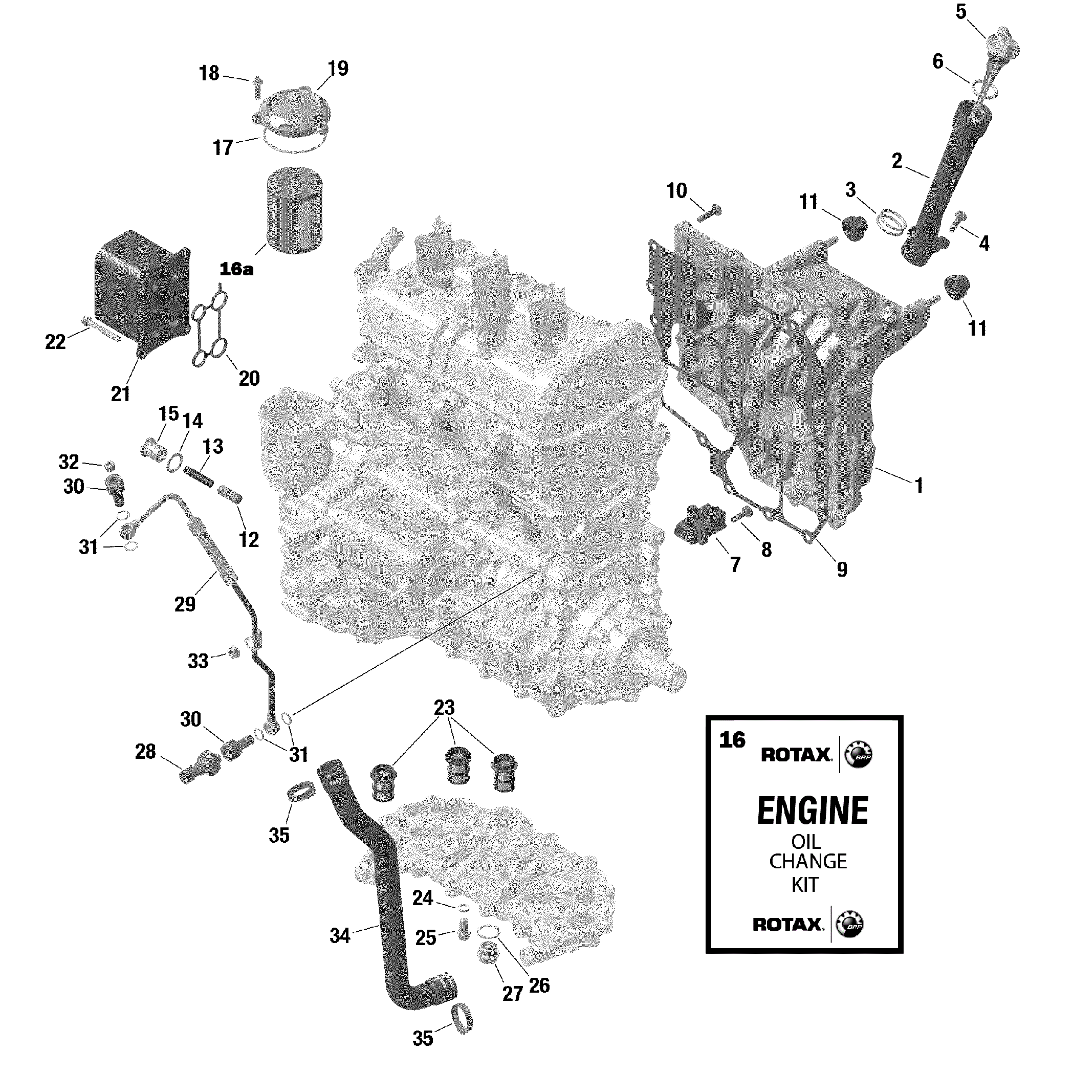 An Image of a Genuine Can-Am Parts Schematic Diagram showing the schematic - ROTAX - ENGINE LUBRICATION
