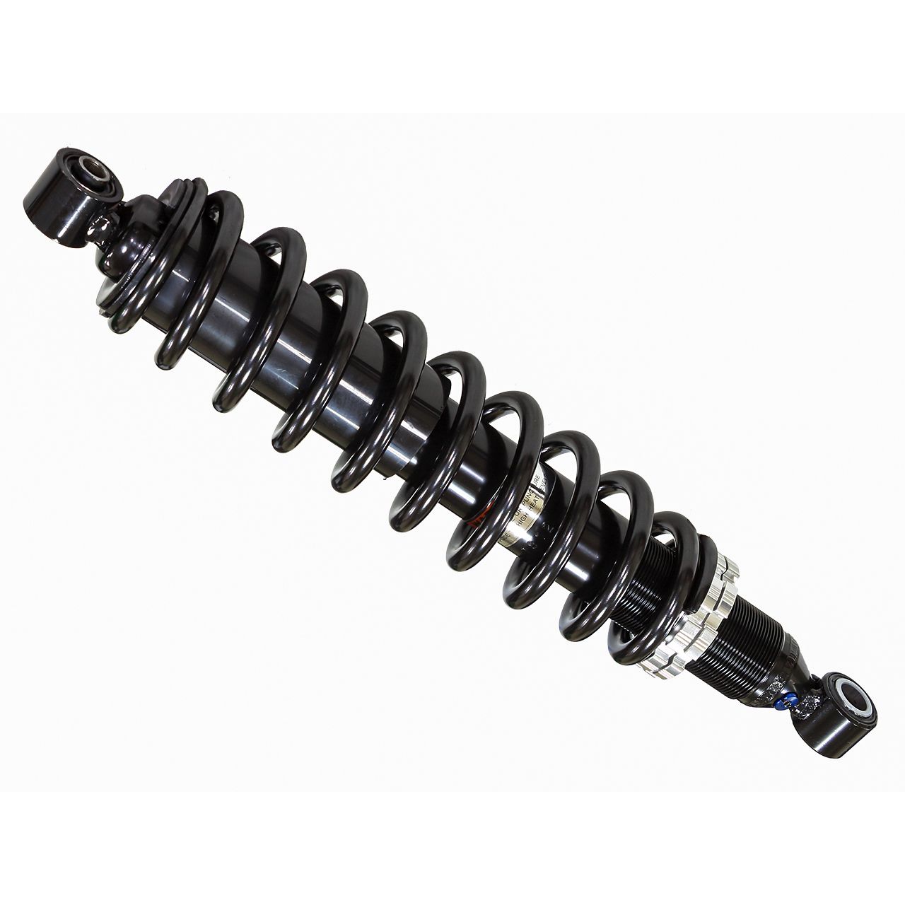 The Honda Rubicon UTV/ATV Rear Gas Shock by Bronco features a black coil spring with metal mounting eyes, photographed on a white background—ideal for those seeking quality rear shocks for their UTV or ATV.