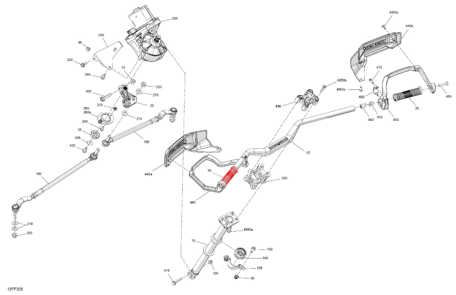 An Image of a Genuine Can-Am Parts Schematic Diagram showing the schematic - MECHANIC - STEERING