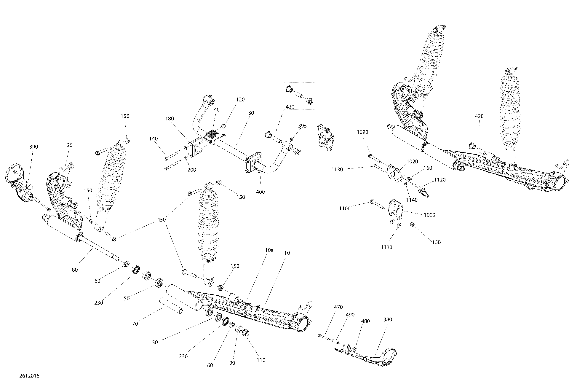 An Image of a Genuine Can-Am Parts Schematic Diagram showing the schematic - REAR SUSPENSION
