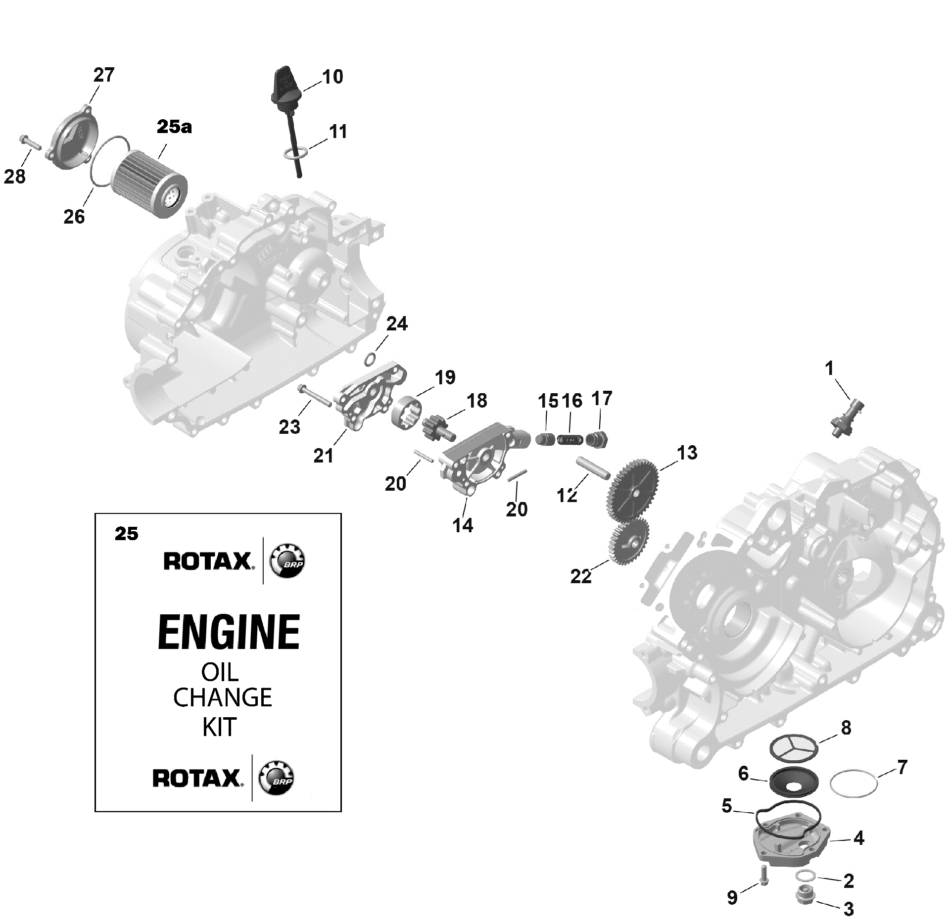 An Image of a Genuine Can-Am Parts Schematic Diagram showing the schematic - ROTAX - ENGINE LUBRICATION