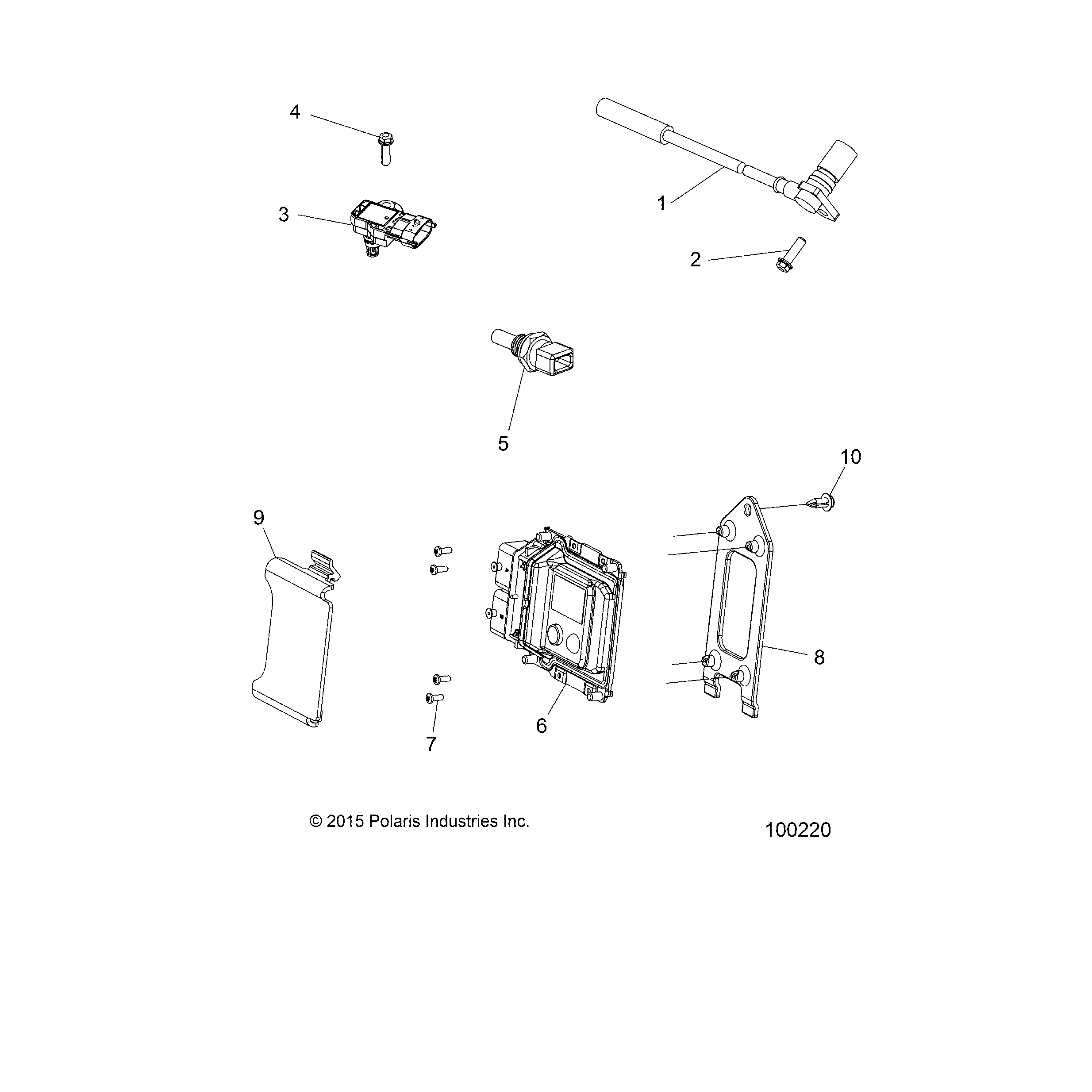 An Image of a Genuine Polaris Parts Schematic Diagram showing the schematic - ELECTRICAL: SENSORS ECU and CONTROL MODULES - 2018 POLARIS ACE 900 EPS XC