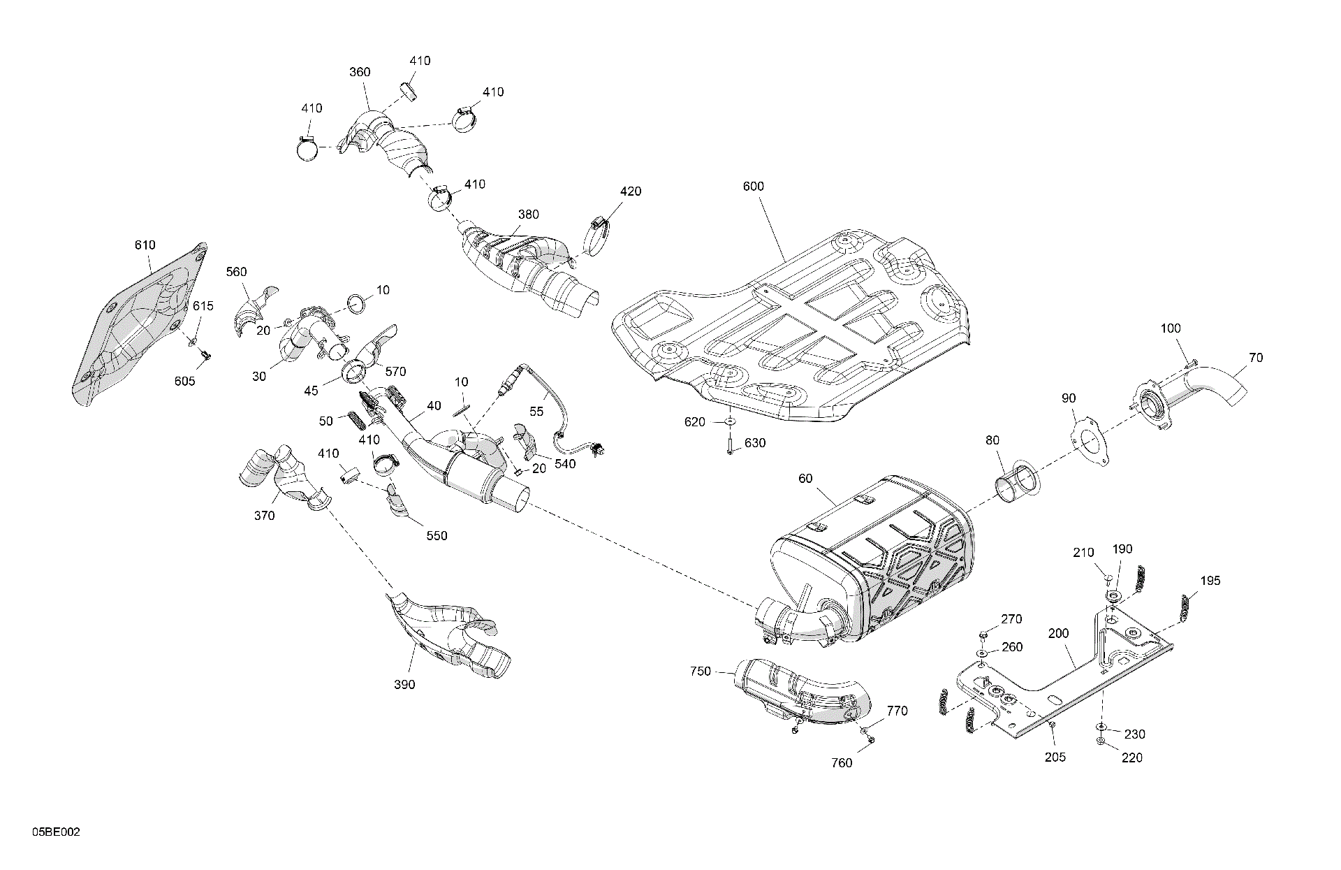 An Image of a Genuine Can-Am Parts Schematic Diagram showing the schematic - ENGINE - EXHAUST
