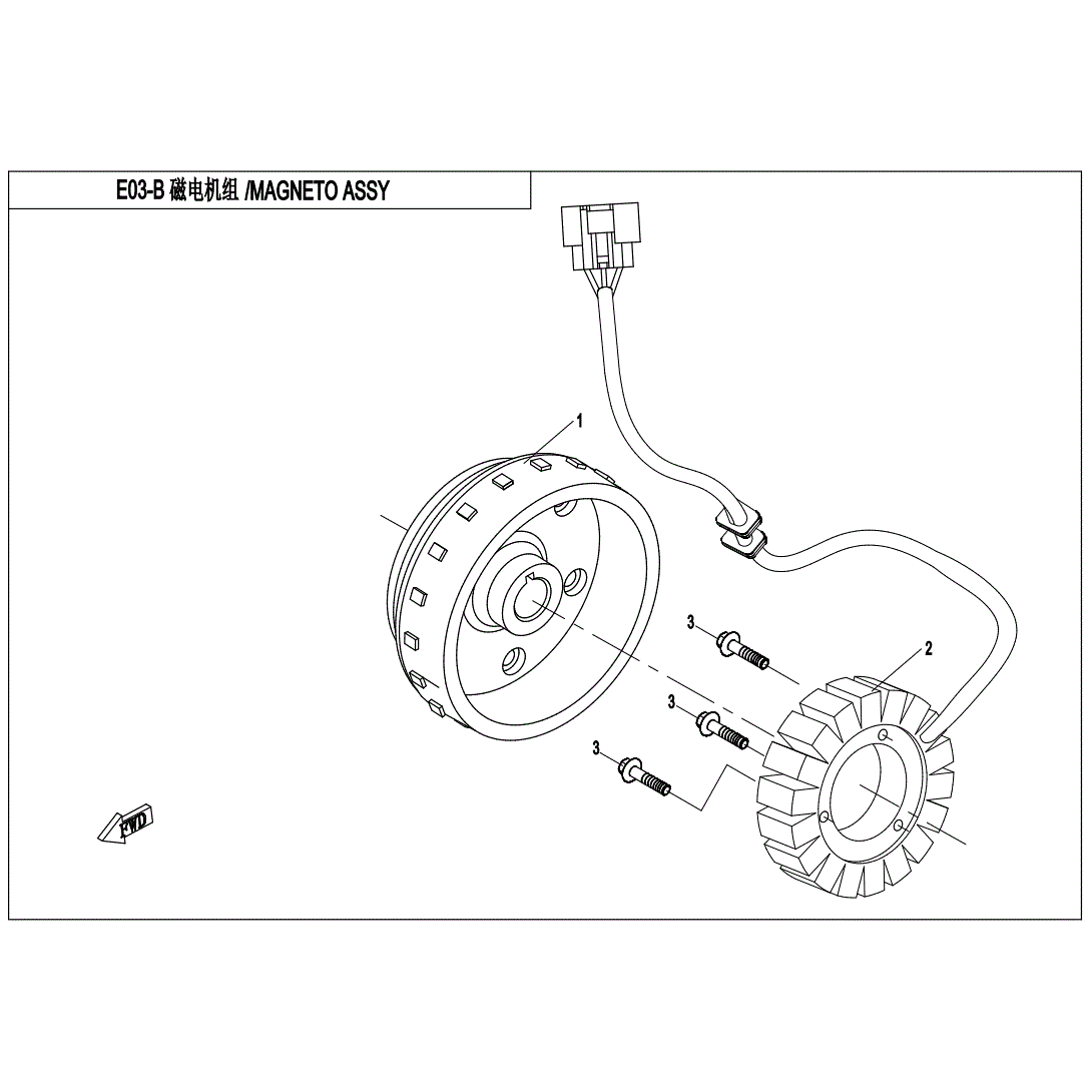 An Image of a Genuine CFMOTO Parts Schematic Diagram showing the schematic - MAGNETO STATOR ASSY (WITH EPS) - 2020 CFMOTO UFORCE 500