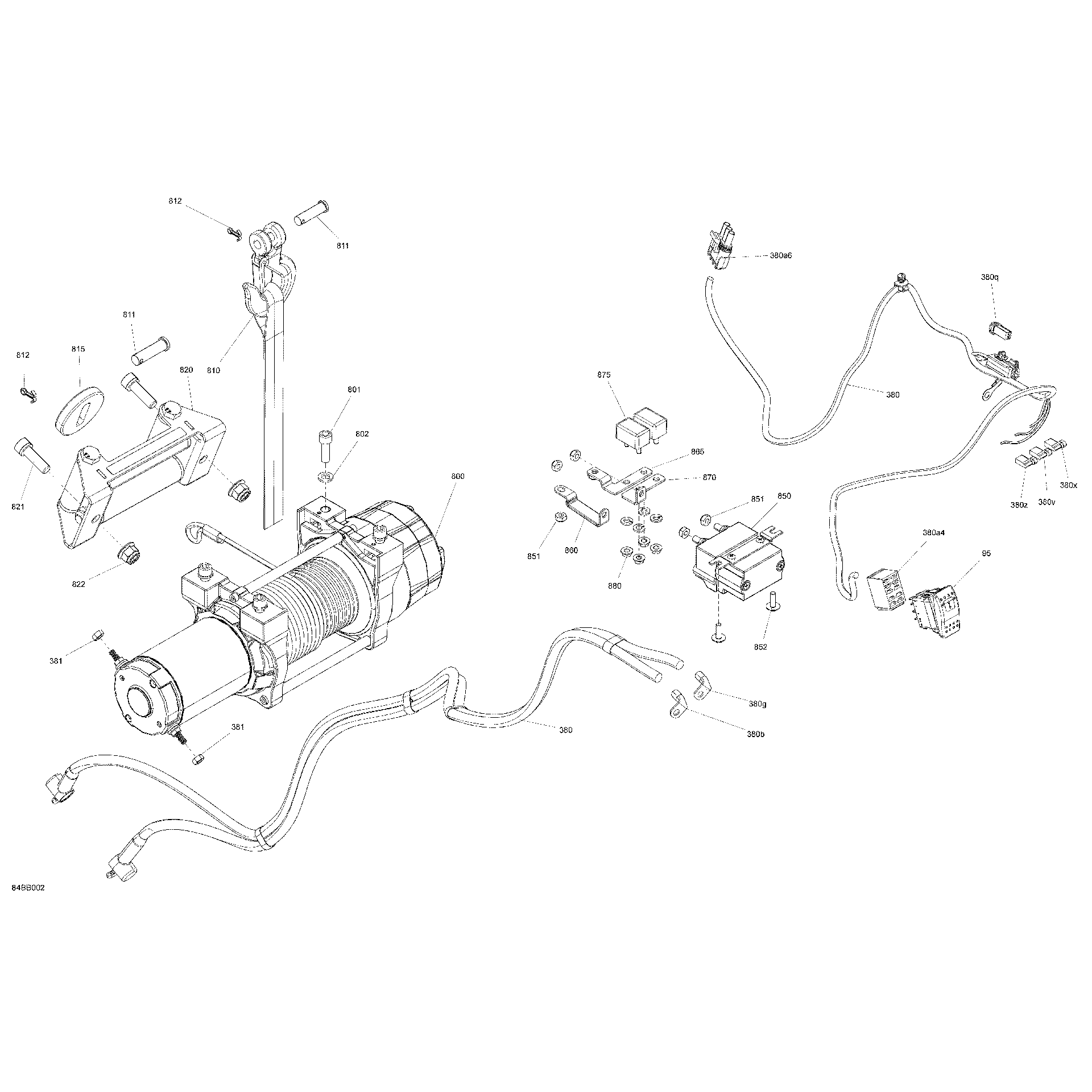 An Image of a Genuine Can-Am Parts Schematic Diagram showing the schematic - ELECTRIC - WINCH