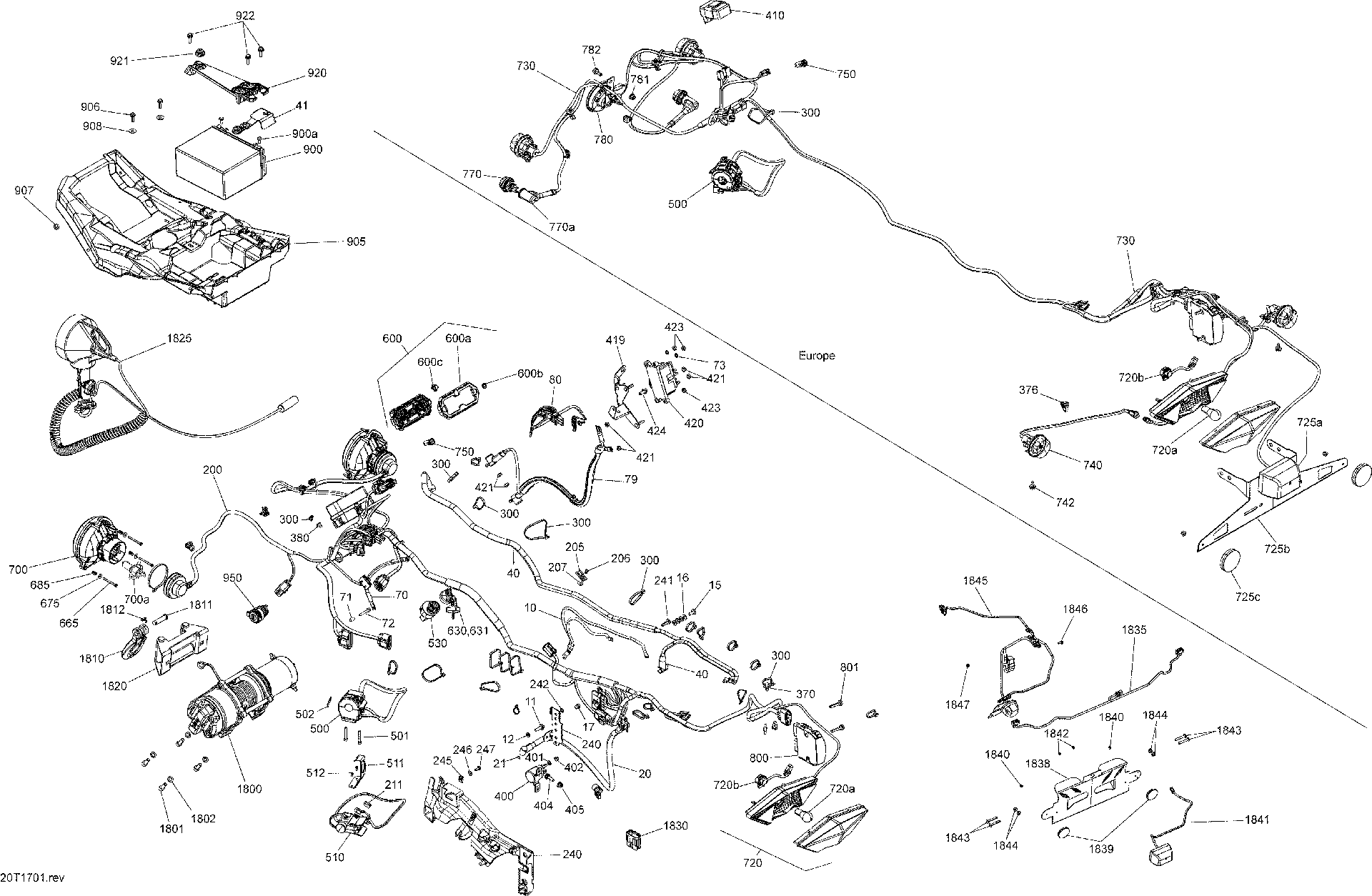 An Image of a Genuine Can-Am Parts Schematic Diagram showing the schematic - ELECTRICAL SYSTEM - ALL MODELS