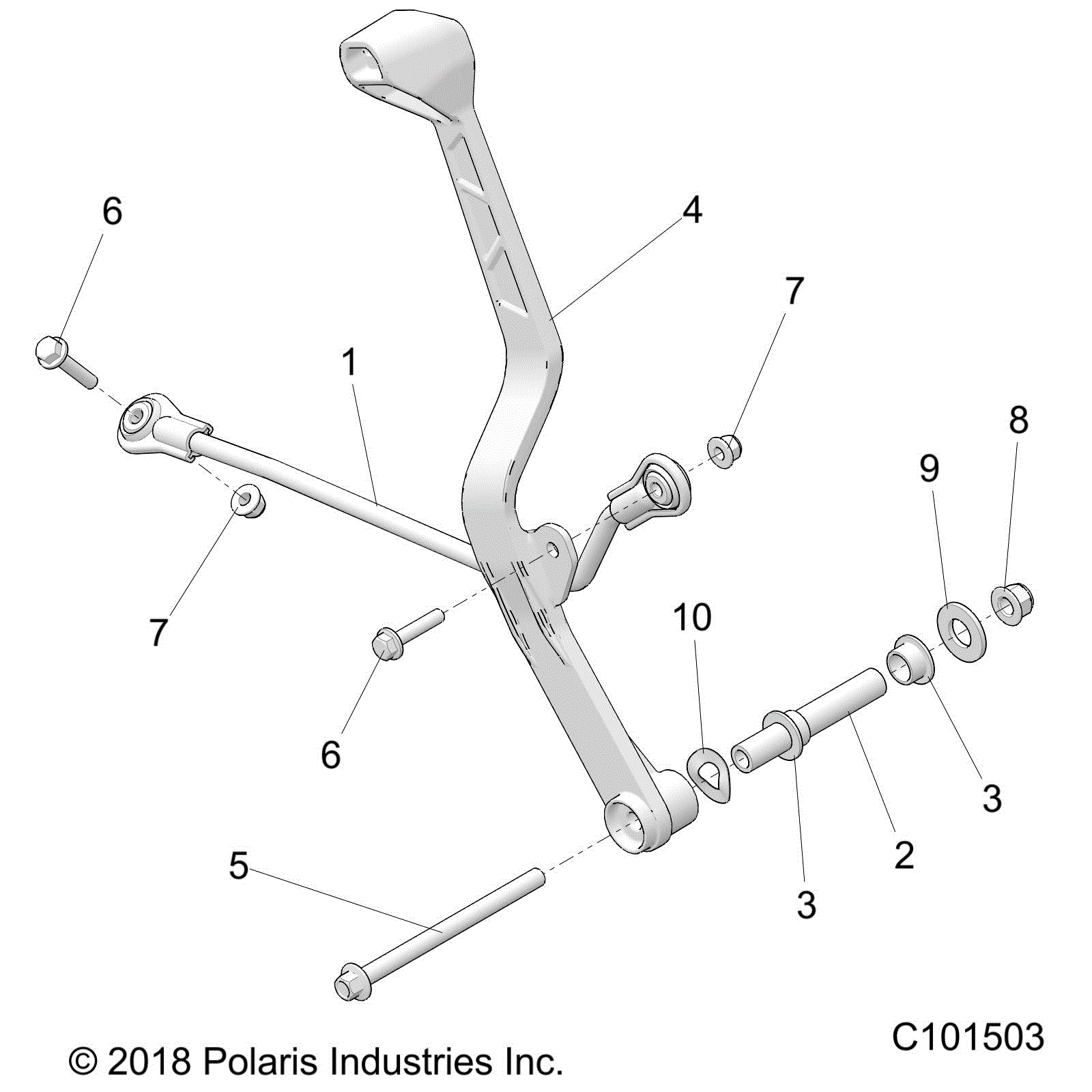 An Image of a Genuine Polaris Parts Schematic Diagram showing the schematic - DRIVE TRAIN: GEAR SELECTOR - 2025 POLARIS SCRAMBLER 850 48"