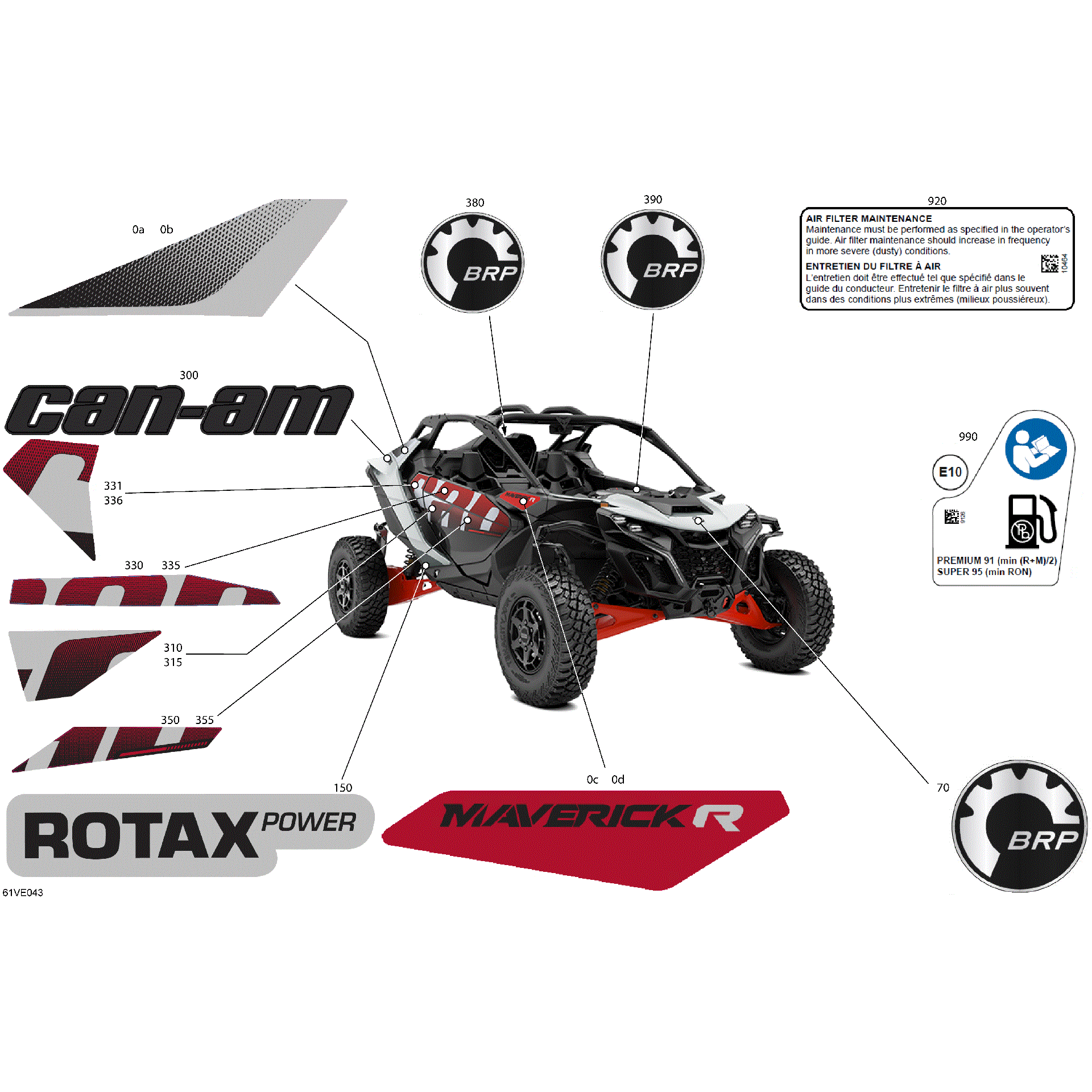 An Image of a Genuine Can-Am Parts Schematic Diagram showing the schematic - BODY - DECALS