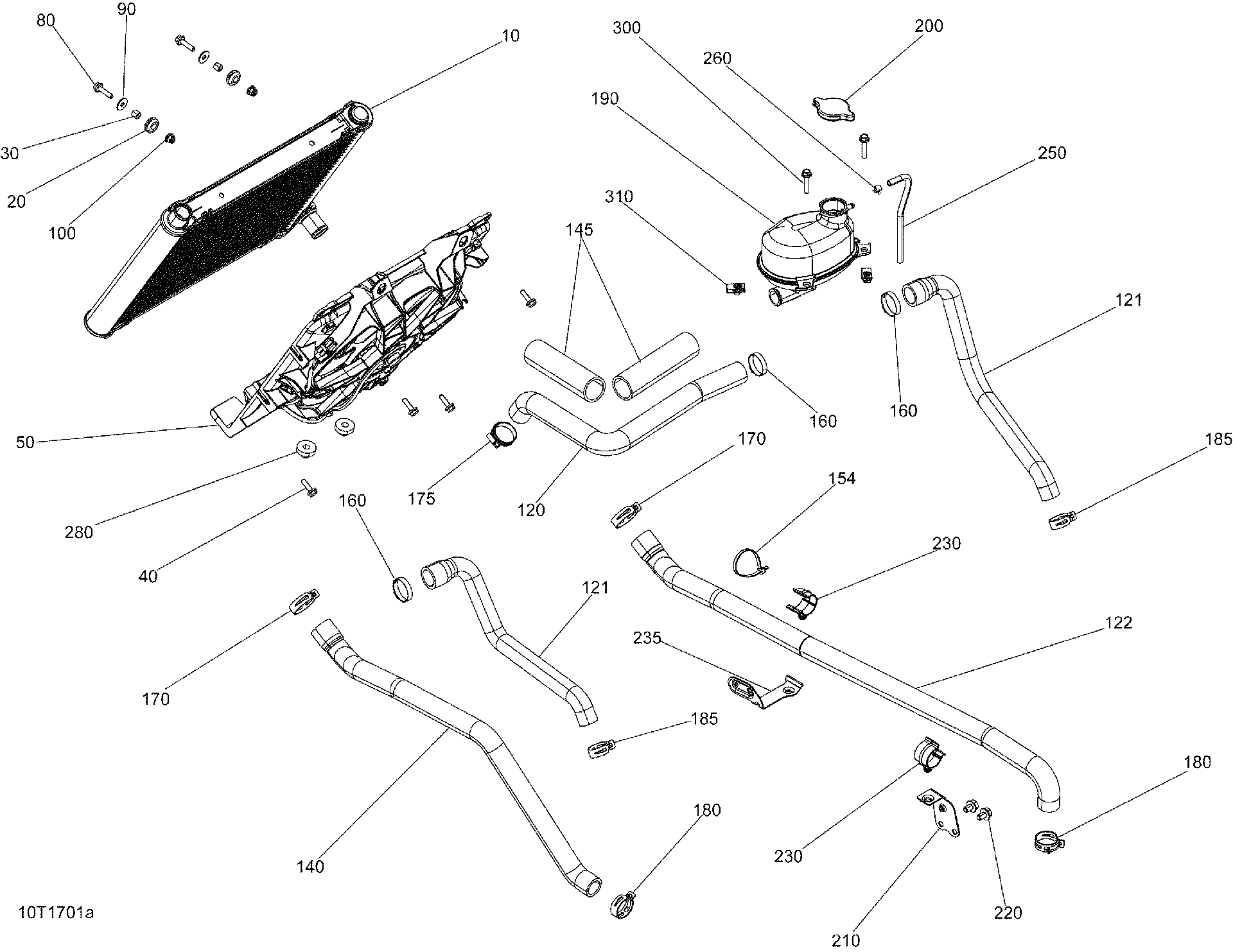 An Image of a Genuine Can-Am Parts Schematic Diagram showing the schematic - COOLING SYSTEM - EXCEPT X MR