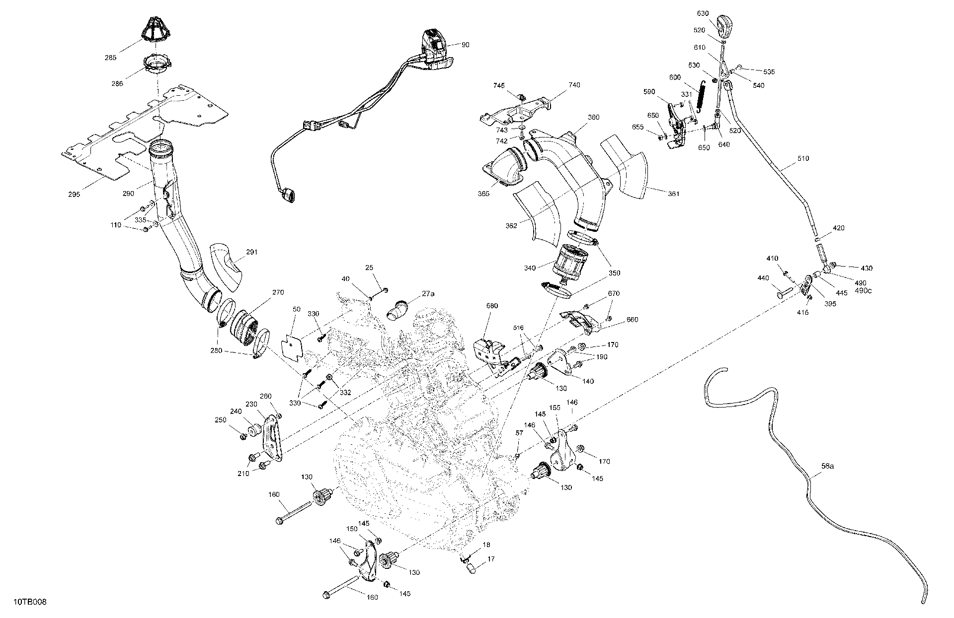 An Image of a Genuine Can-Am Parts Schematic Diagram showing the schematic - ENGINE - SYSTEM