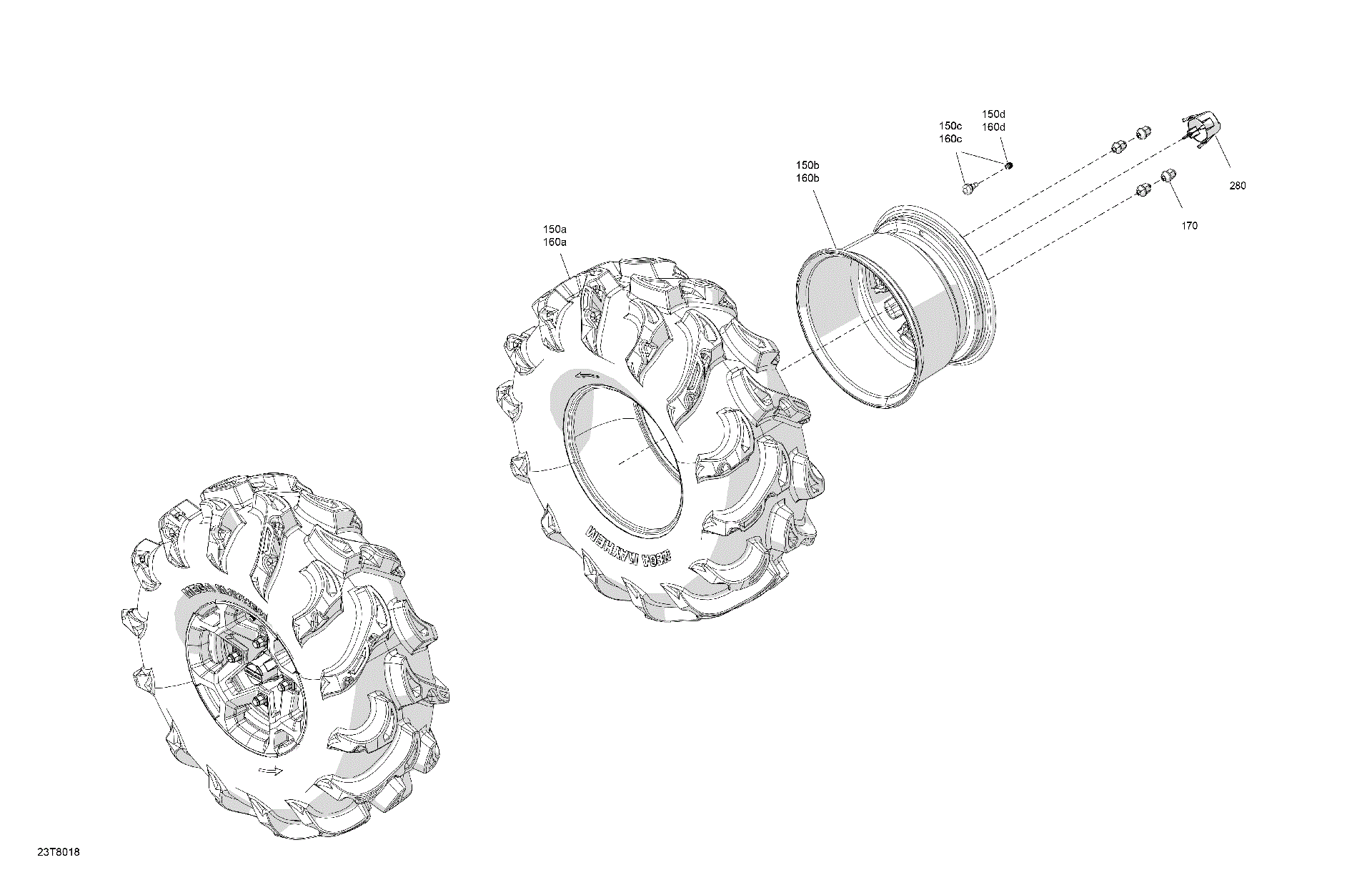 An Image of a Genuine Can-Am Parts Schematic Diagram showing the schematic - DRIVE - REAR WHEELS