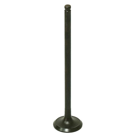 The Polaris Sportsman/Scrambler Exhaust Valve by Bronco, featuring a flat, round metal head and a long cylindrical stem, is shown standing upright against a white background.