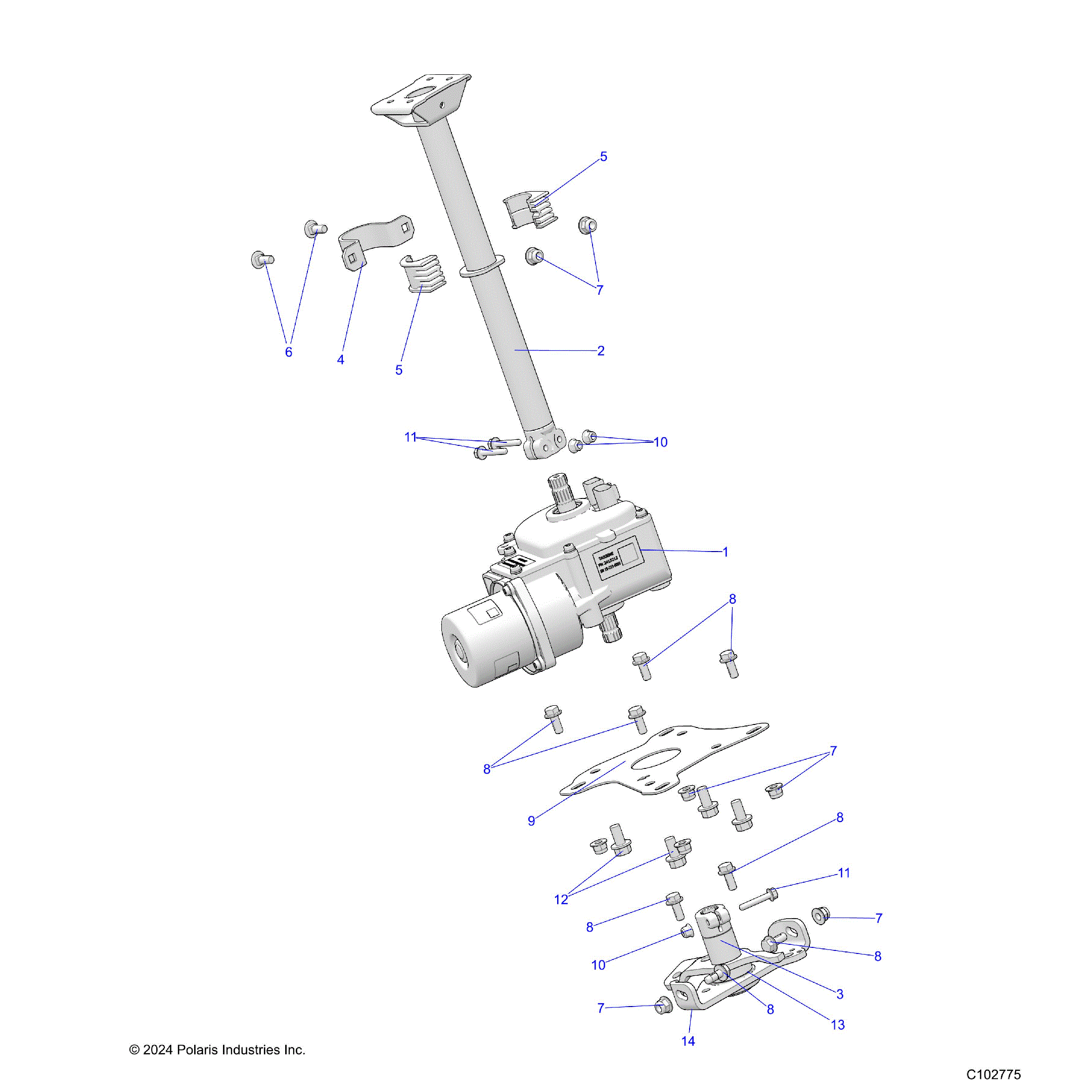 An Image of a Genuine Polaris Parts Schematic Diagram showing the schematic - STEERING: STEERING POST ASM. - 2026 POLARIS SPORTSMAN XP 1000 MUD