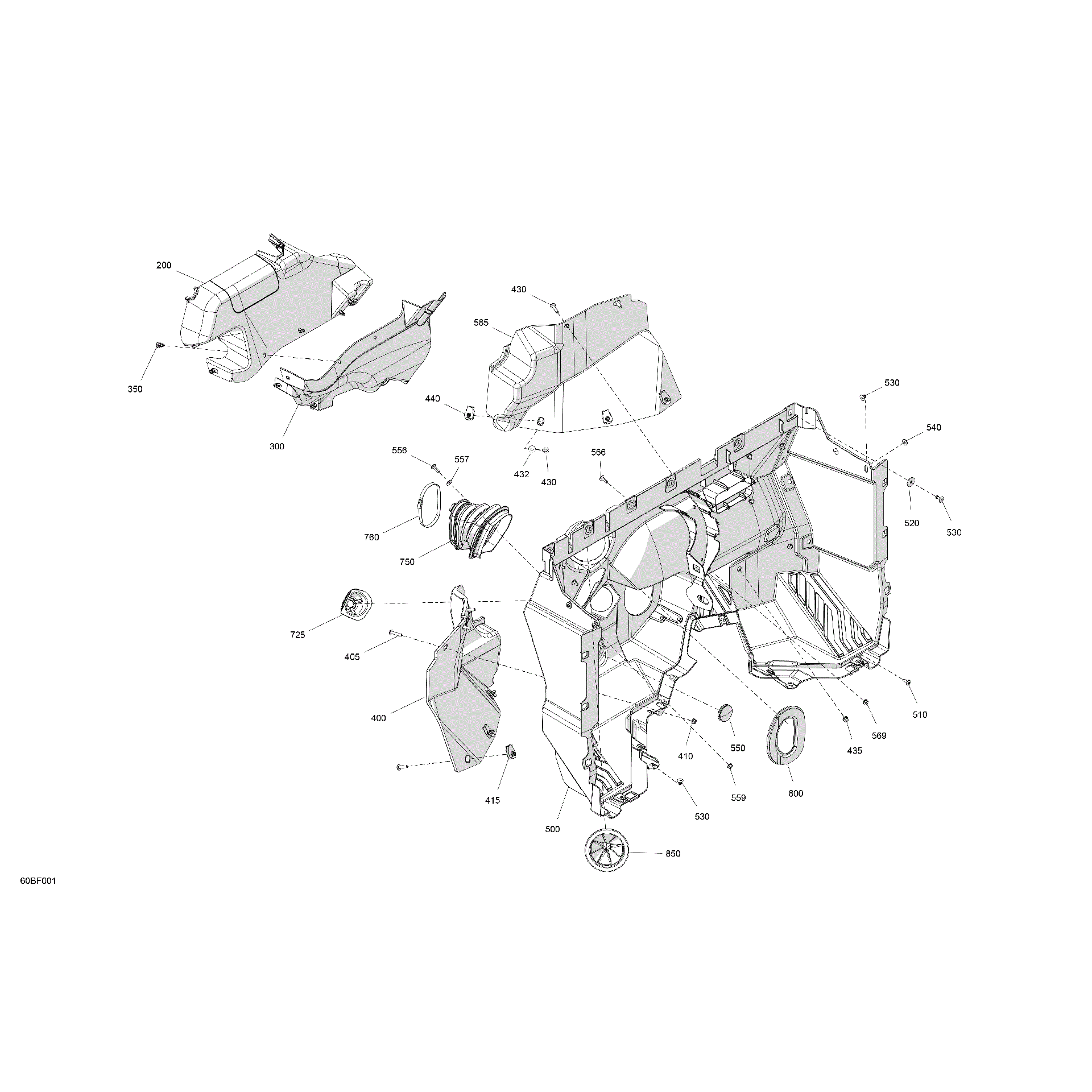 An Image of a Genuine Can-Am Parts Schematic Diagram showing the schematic - CAB INTERIOR - FIREWALL