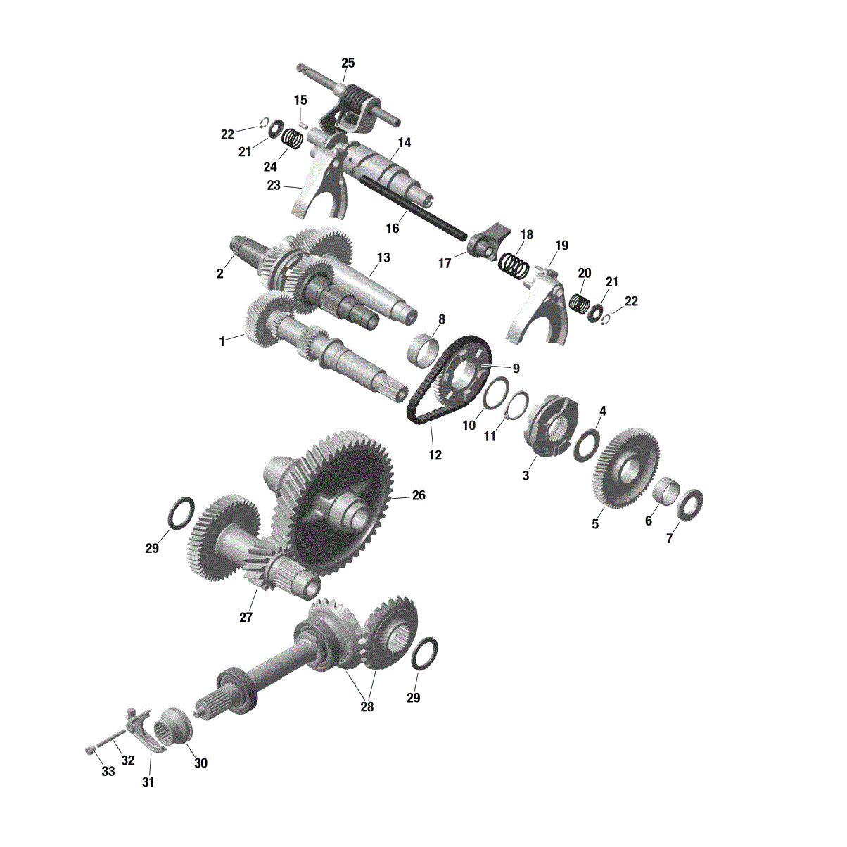 An Image of a Genuine Can-Am Parts Schematic Diagram showing the schematic - ROTAX - GEAR BOX 2 - 686 876 - HUA YONG- 1ST GENERATION