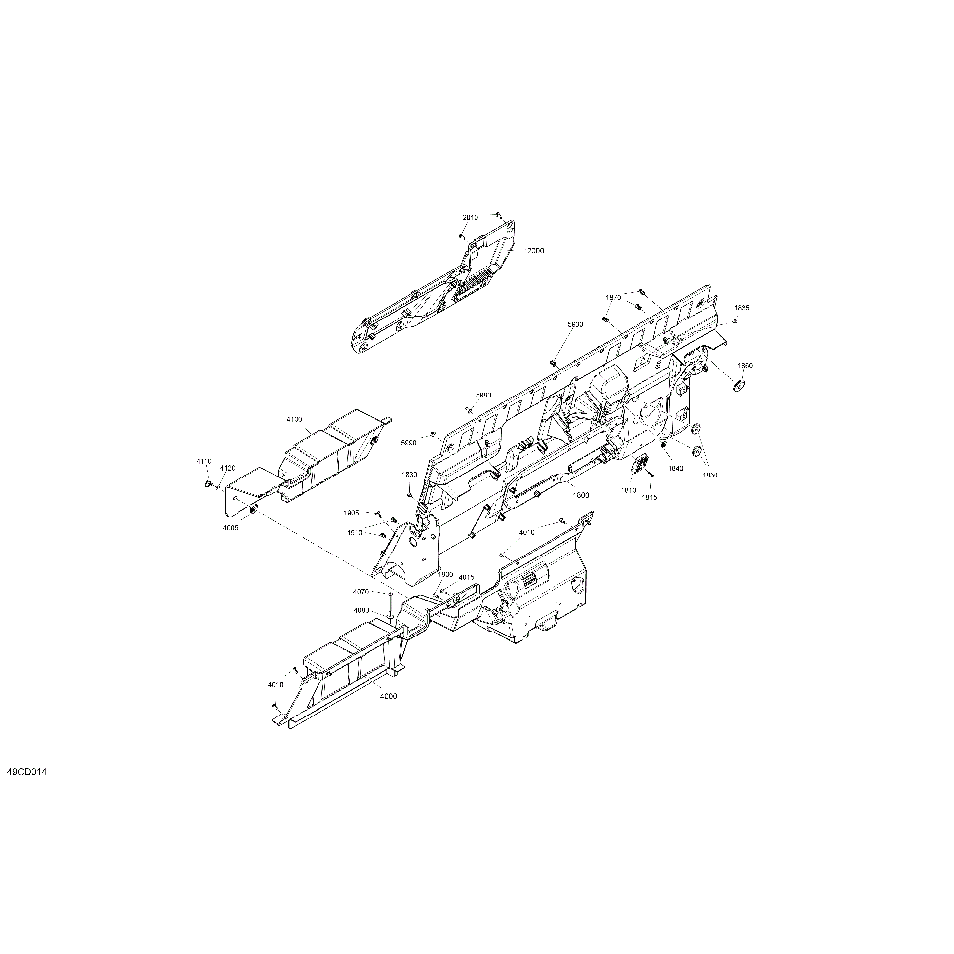 An Image of a Genuine Can-Am Parts Schematic Diagram showing the schematic - CAB INTERIOR - BACK WALL