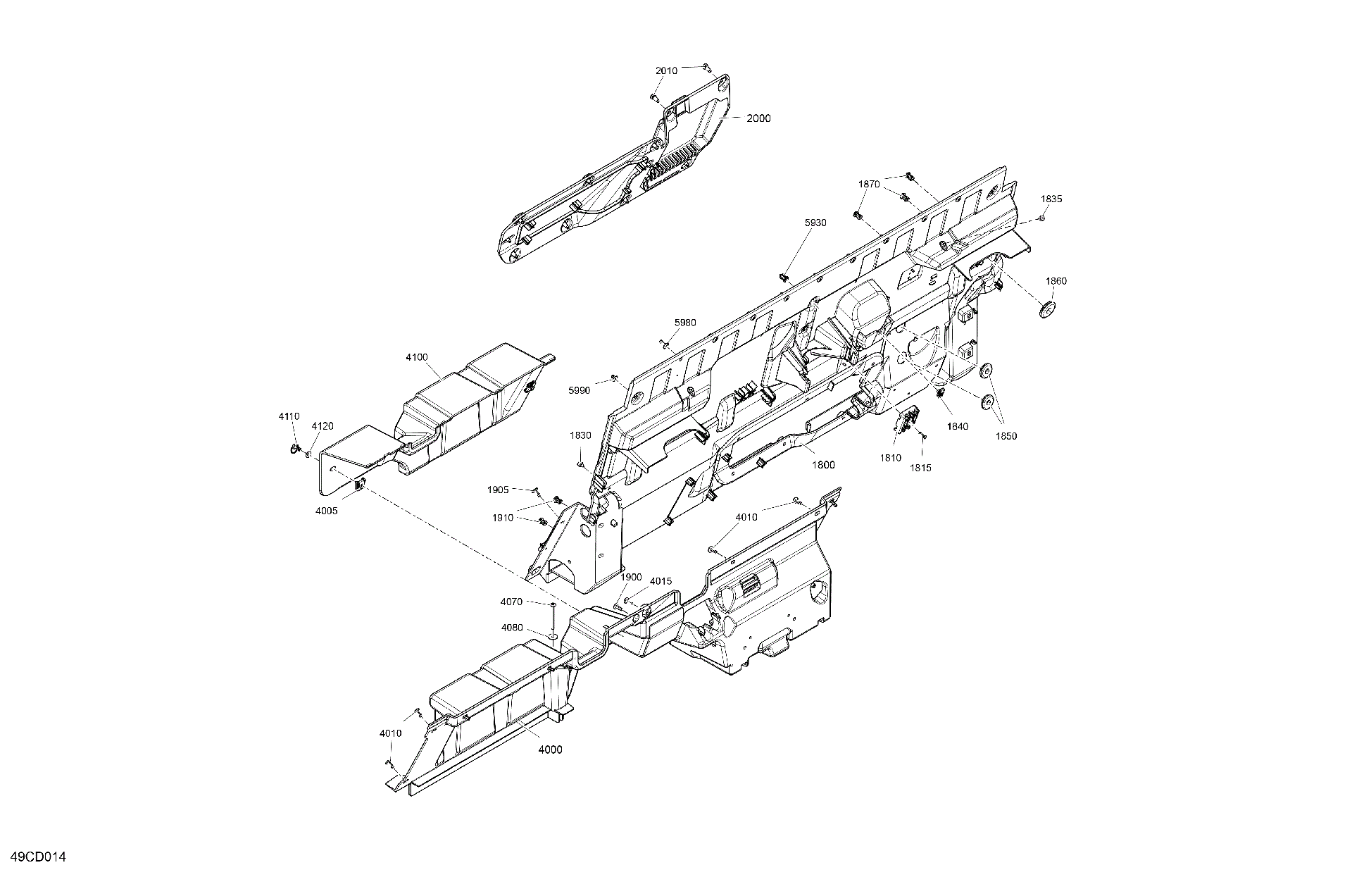 An Image of a Genuine Can-Am Parts Schematic Diagram showing the schematic - CAB INTERIOR - BACK WALL