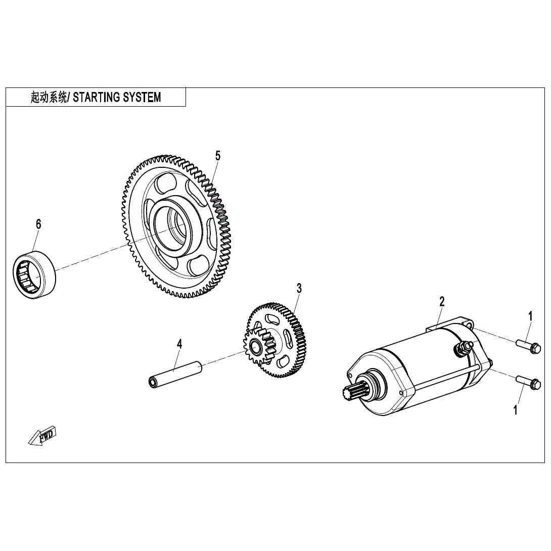 An Image of a Genuine CFMOTO Parts Schematic Diagram showing the schematic - STARTING SYSTEM - 2025 CFMOTO UFORCE U10XL PRO