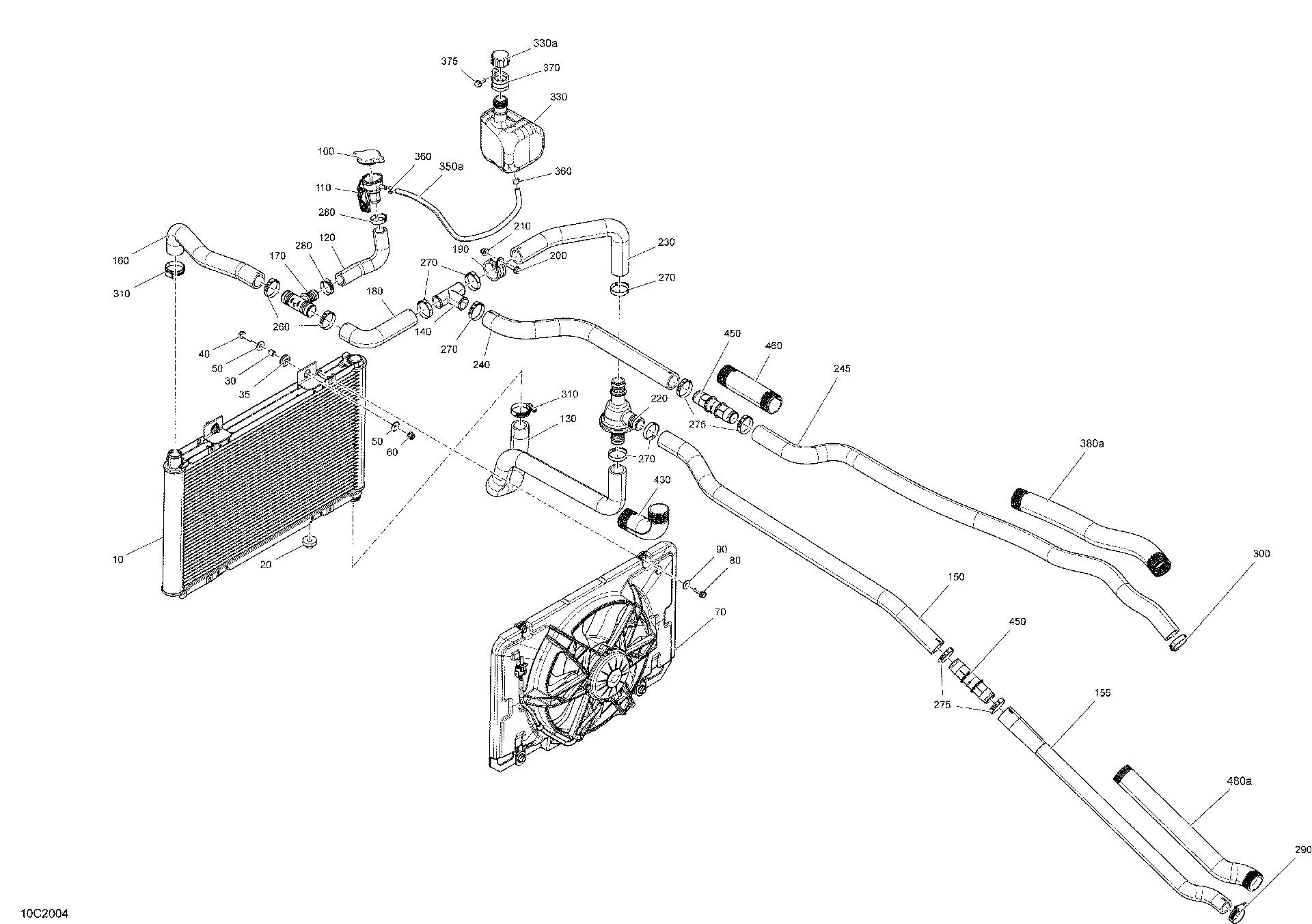 An Image of a Genuine Can-Am Parts Schematic Diagram showing the schematic - COOLING - SYSTEM