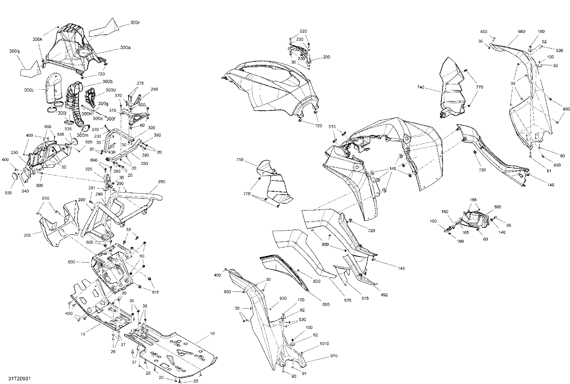 An Image of a Genuine Can-Am Parts Schematic Diagram showing the schematic - BODY - FRONT SECTION - TIMELESS BLACK