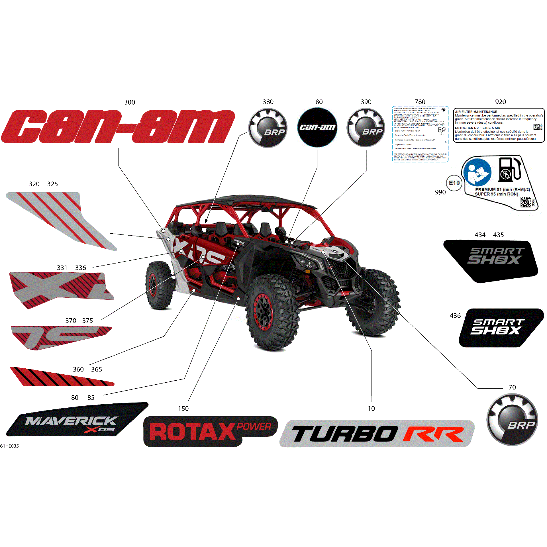 An Image of a Genuine Can-Am Parts Schematic Diagram showing the schematic - BODY - DECALS