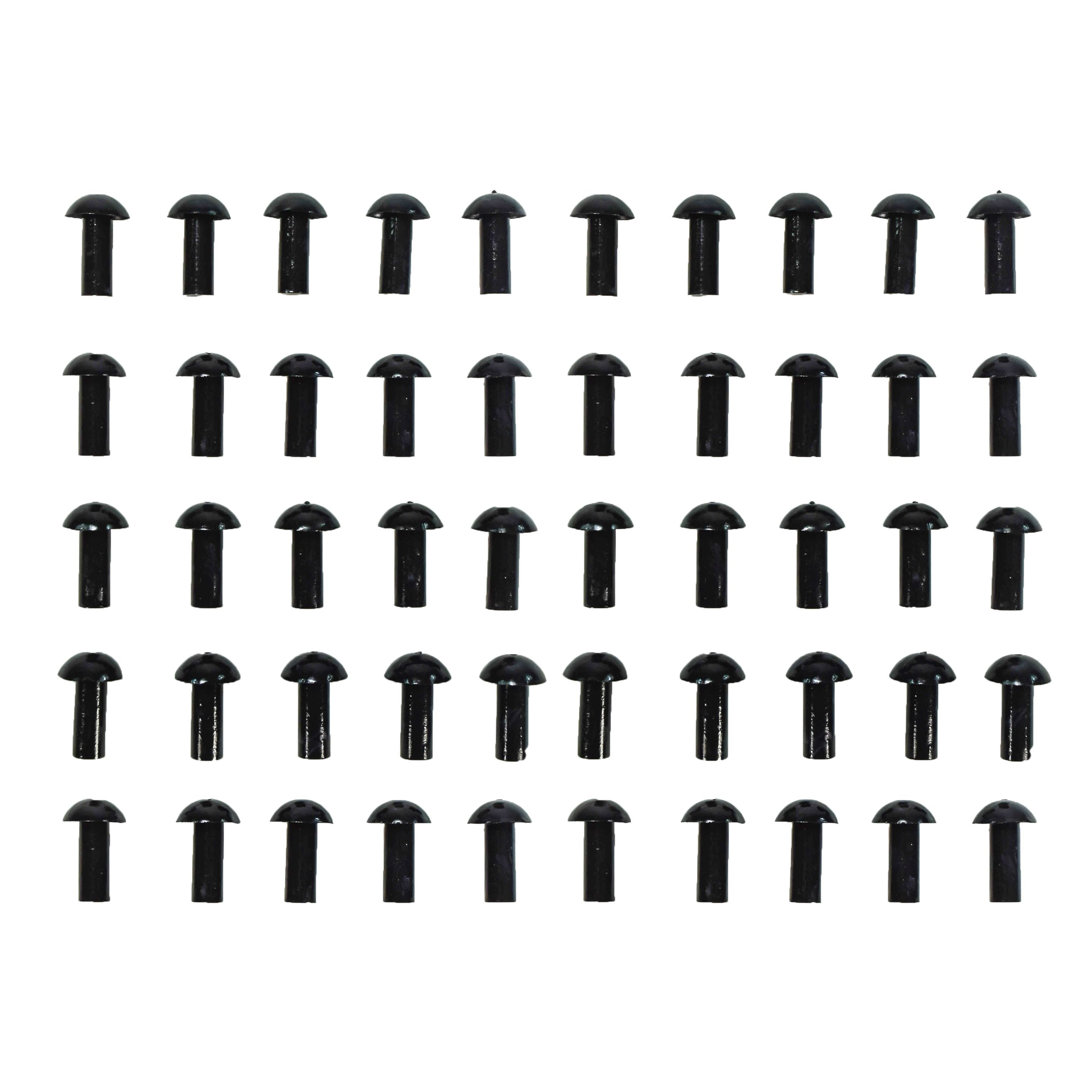 A package of 50 Mushroom Plugs by Stop & Go, ideal for tire repair kits, is arranged in five neat rows on a white background.