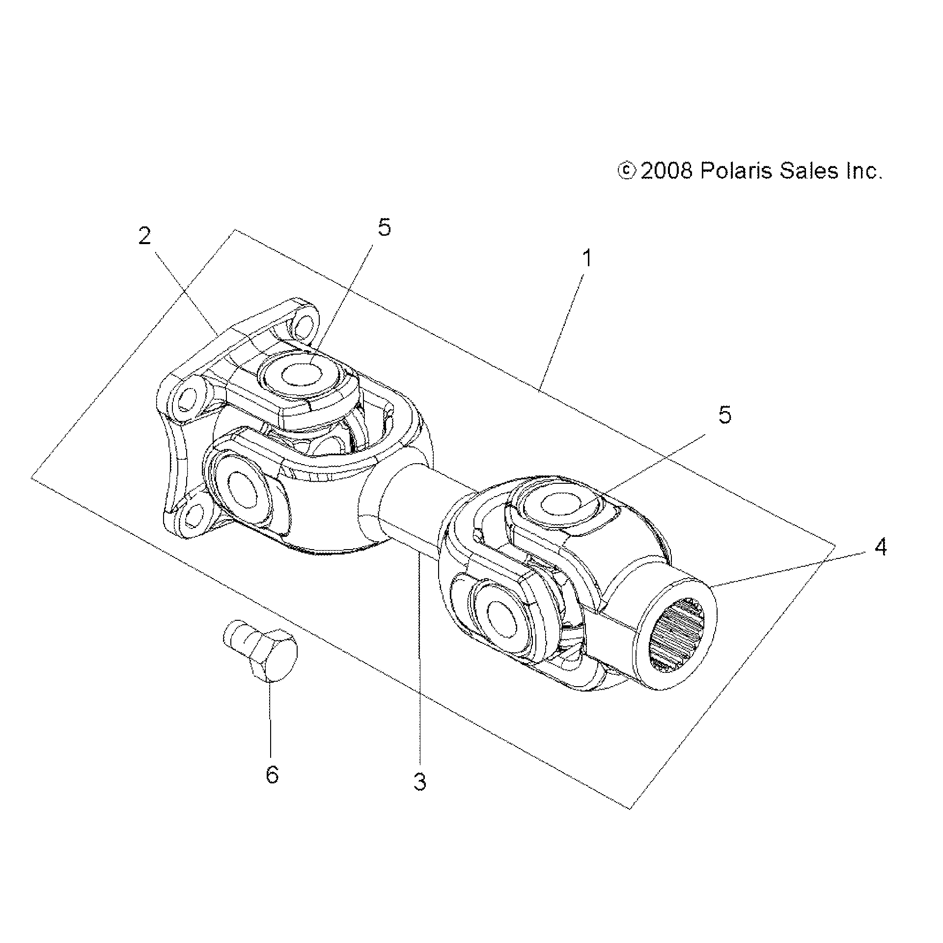 An Image of a Genuine Polaris Parts Schematic Diagram showing the schematic - DRIVE TRAIN: PROP SHAFT REAR - 2016 POLARIS SPORTSMAN XP 1000