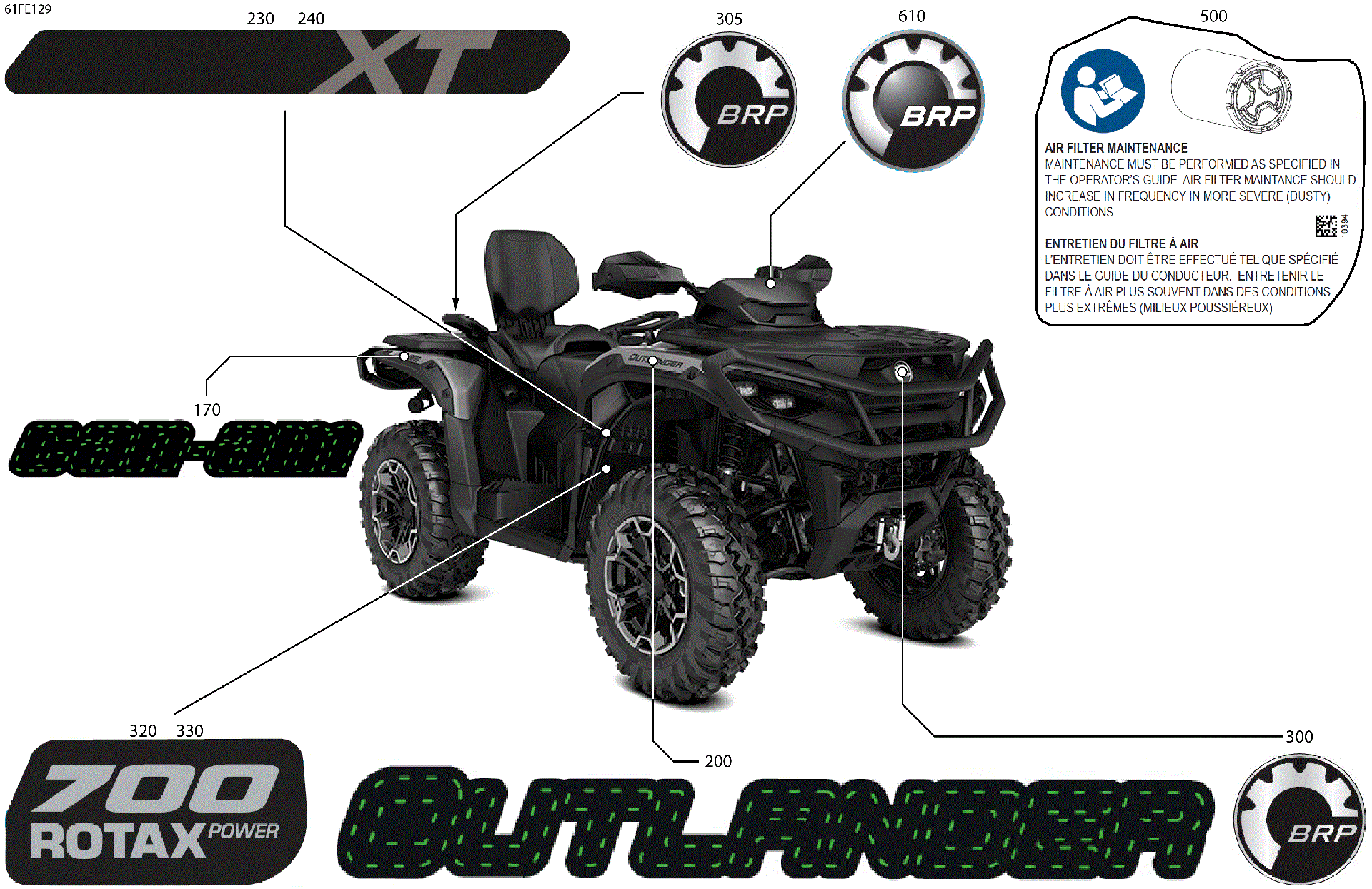 An Image of a Genuine Can-Am Parts Schematic Diagram showing the schematic - BODY - FEATURE DECALS