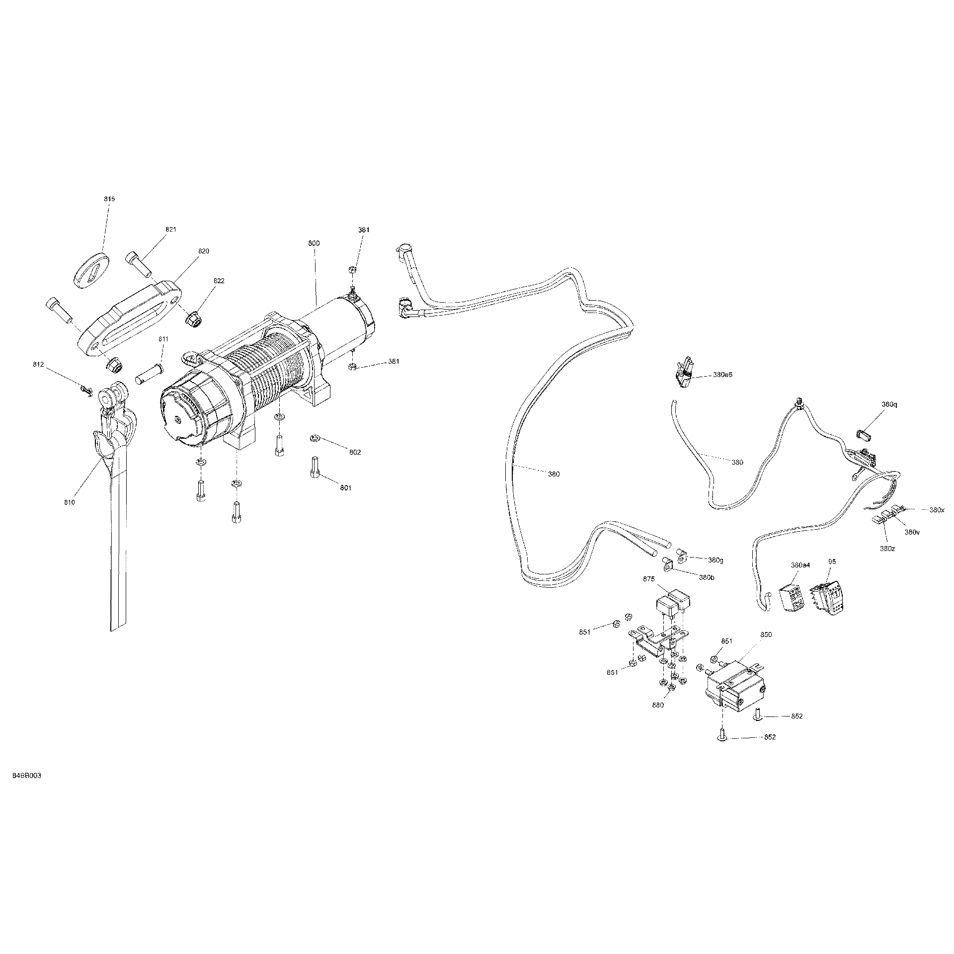 An Image of a Genuine Can-Am Parts Schematic Diagram showing the schematic - ELECTRIC - WINCH