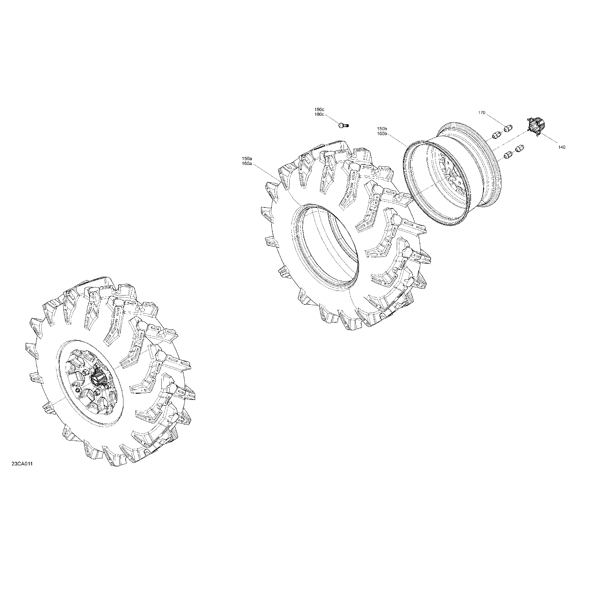 An Image of a Genuine Can-Am Parts Schematic Diagram showing the schematic - DRIVE - REAR WHEELS - X MR