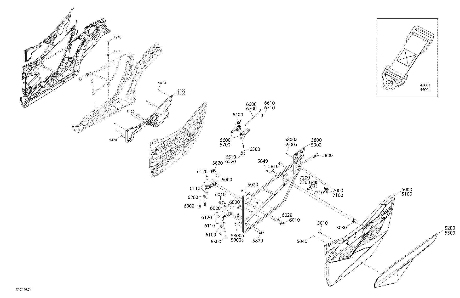 An Image of a Genuine Can-Am Parts Schematic Diagram showing the schematic - BODY - 1000 - DOOR SECTION