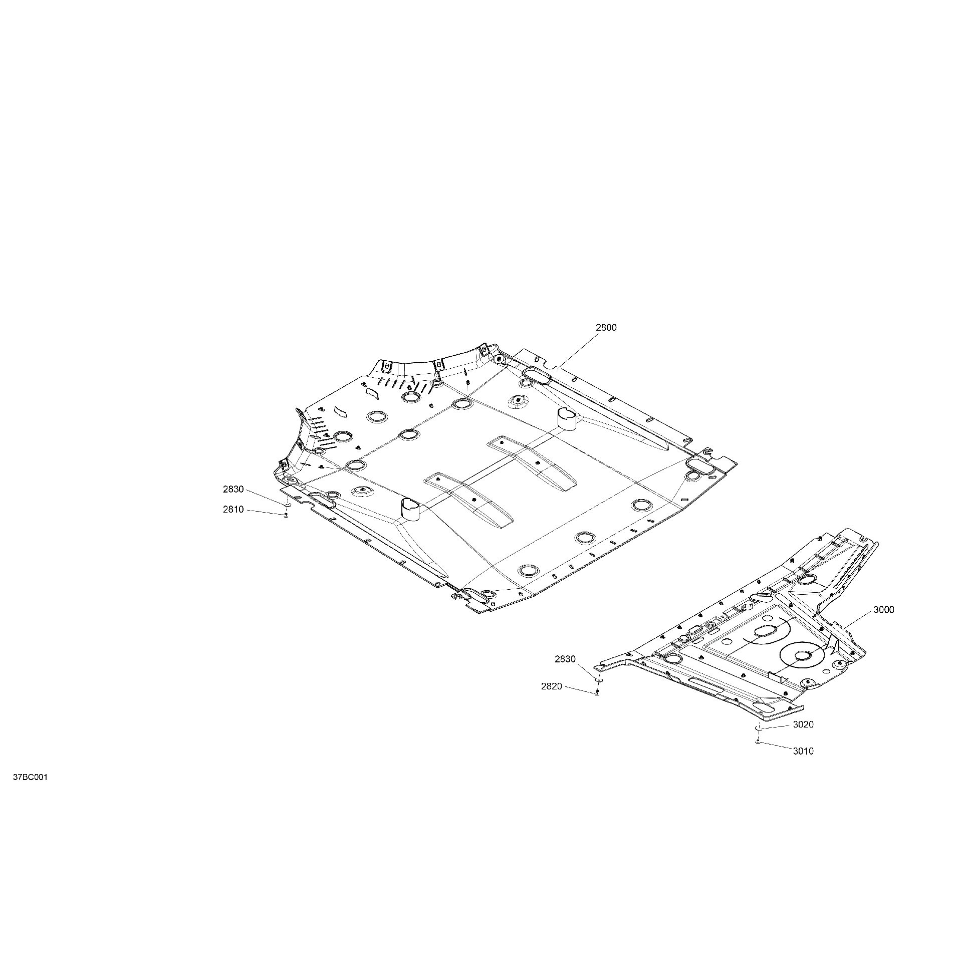 An Image of a Genuine Can-Am Parts Schematic Diagram showing the schematic - BODY - SKID PLATE