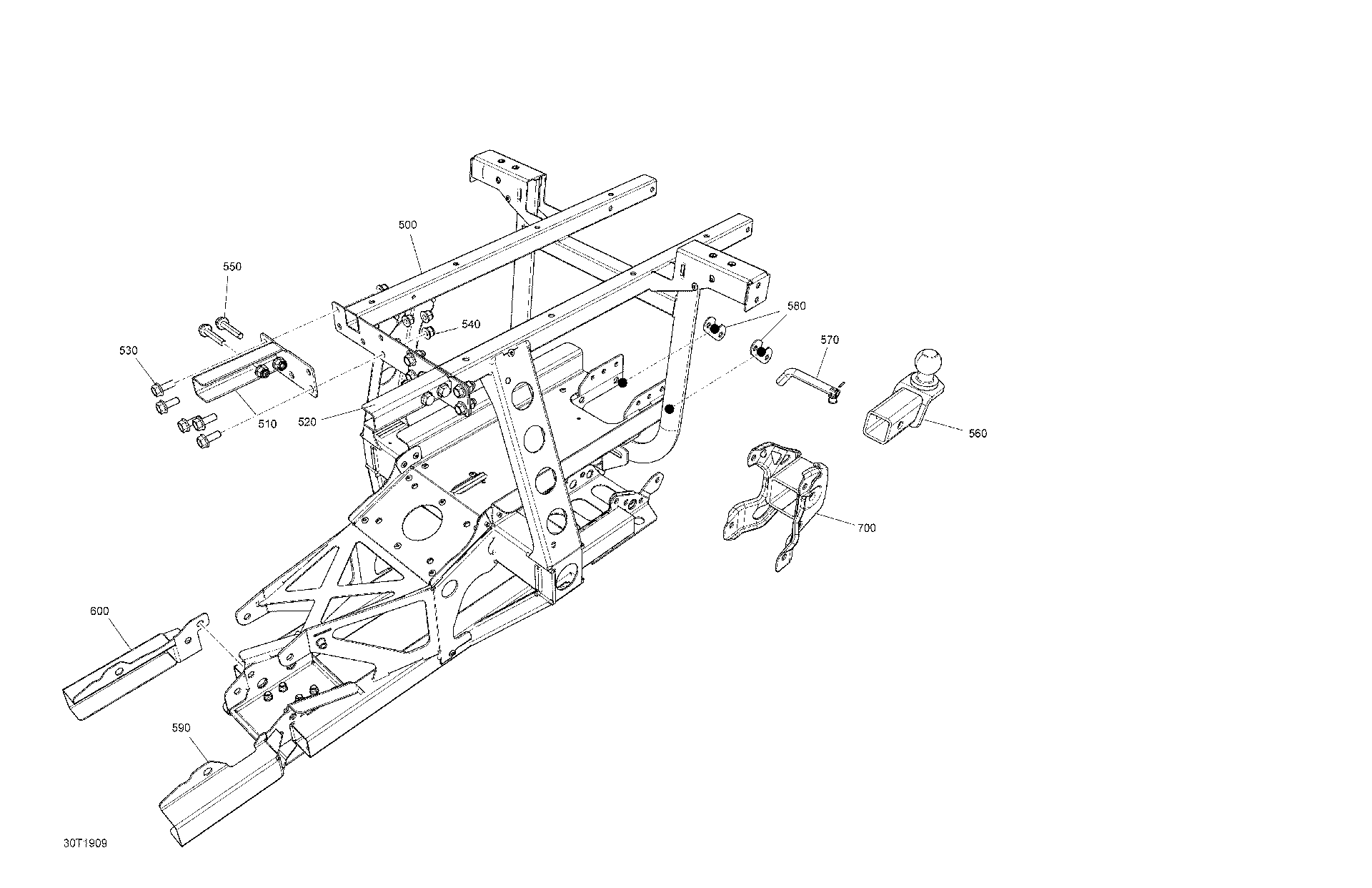 An Image of a Genuine Can-Am Parts Schematic Diagram showing the schematic - FRAME - REAR PARTS 1