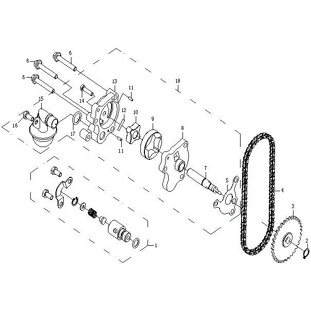 An Image of a genuine CFMOTO Parts Schematic Diagram showing the group - OIL PUMP - 2015 CFMOTO CFORCE 500 SWB