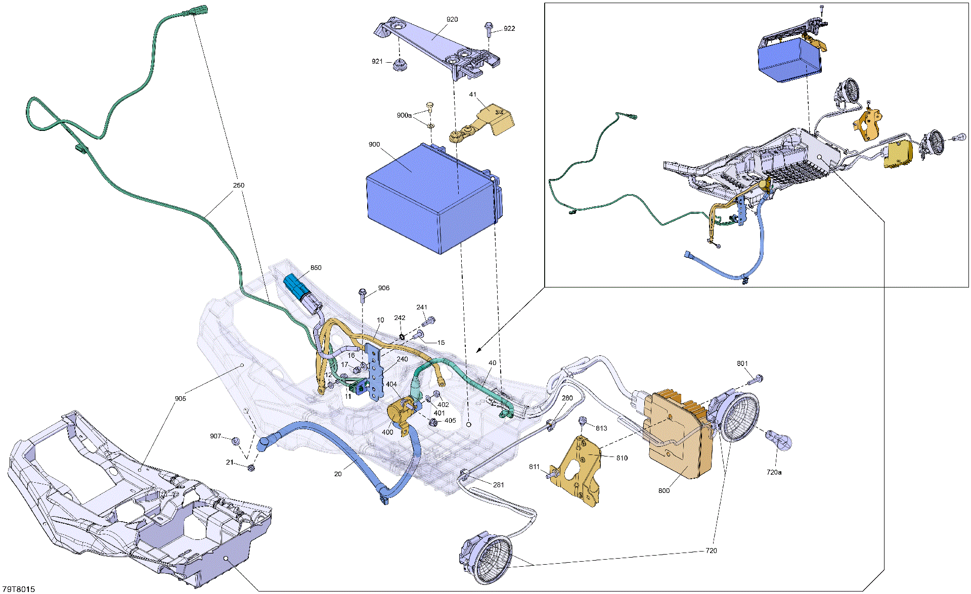 An Image of a Genuine Can-Am Parts Schematic Diagram showing the schematic - ELECTRIC - REAR SECTION