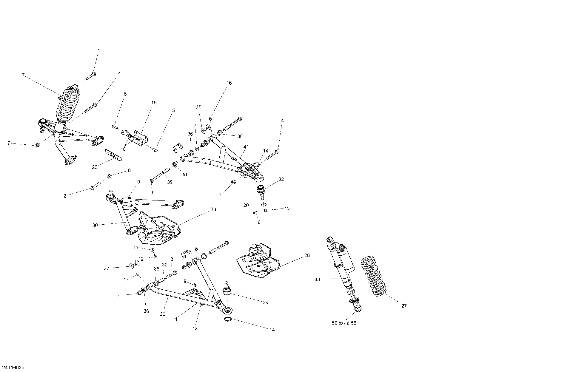 An Image of a Genuine Can-Am Parts Schematic Diagram showing the schematic - FRONT SUSPENSION - X MR
