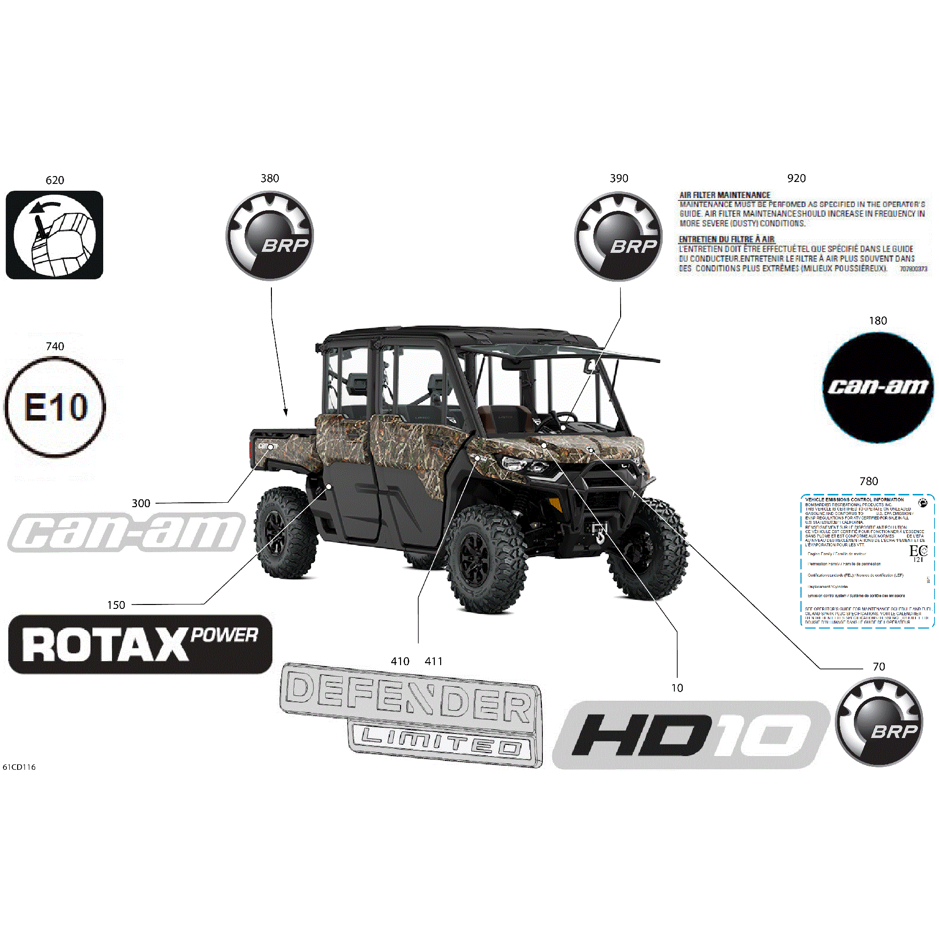 An Image of a Genuine Can-Am Parts Schematic Diagram showing the schematic - BODY - DECALS