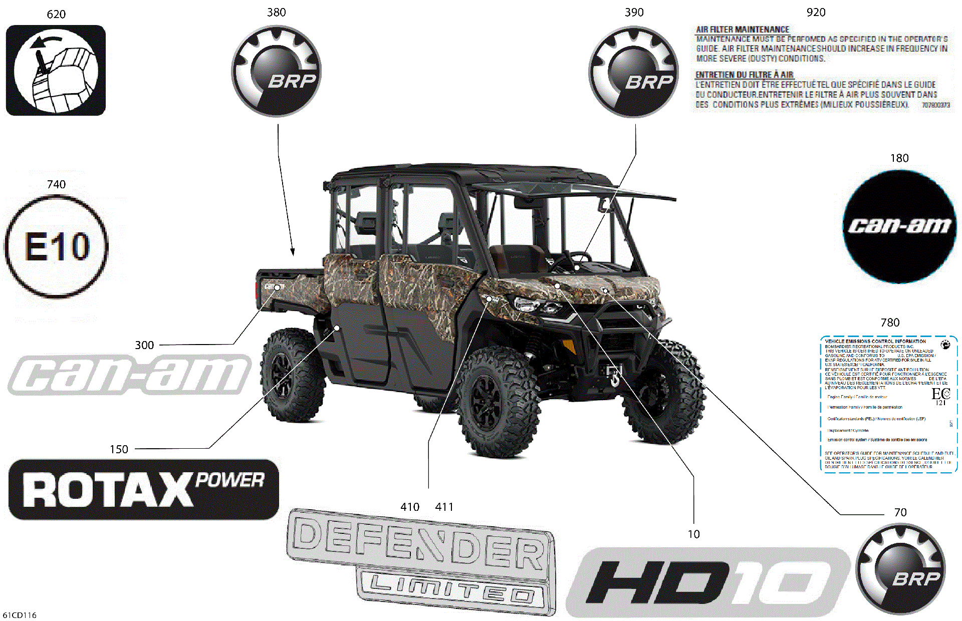 An Image of a Genuine Can-Am Parts Schematic Diagram showing the schematic - BODY - DECALS
